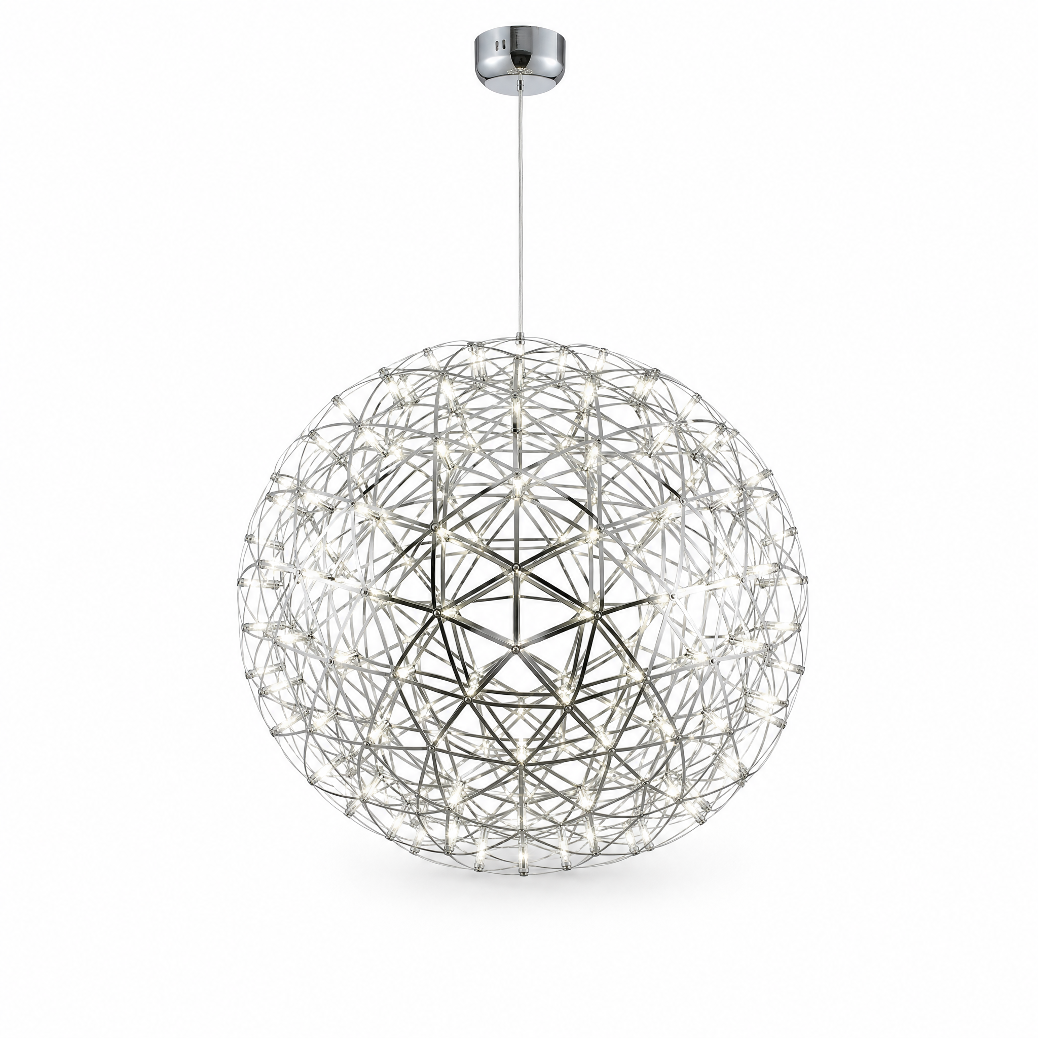 HERO Chrome cool white sphere chandelier on white