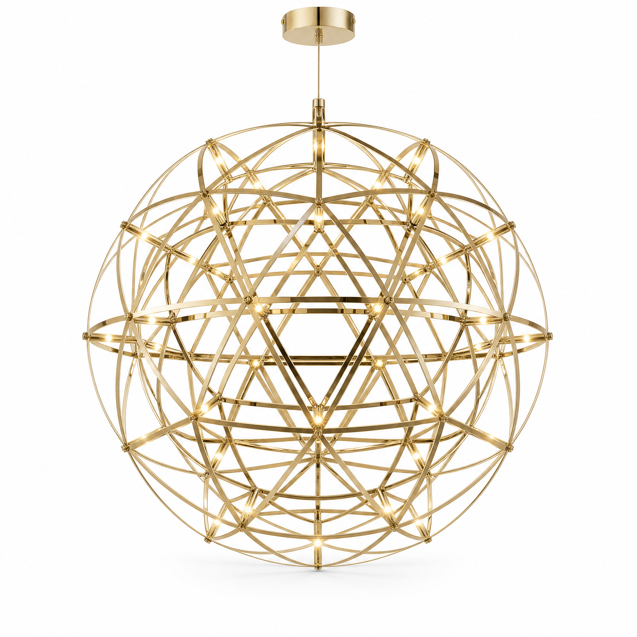 HERO Gold warm white sphere chandelier on white