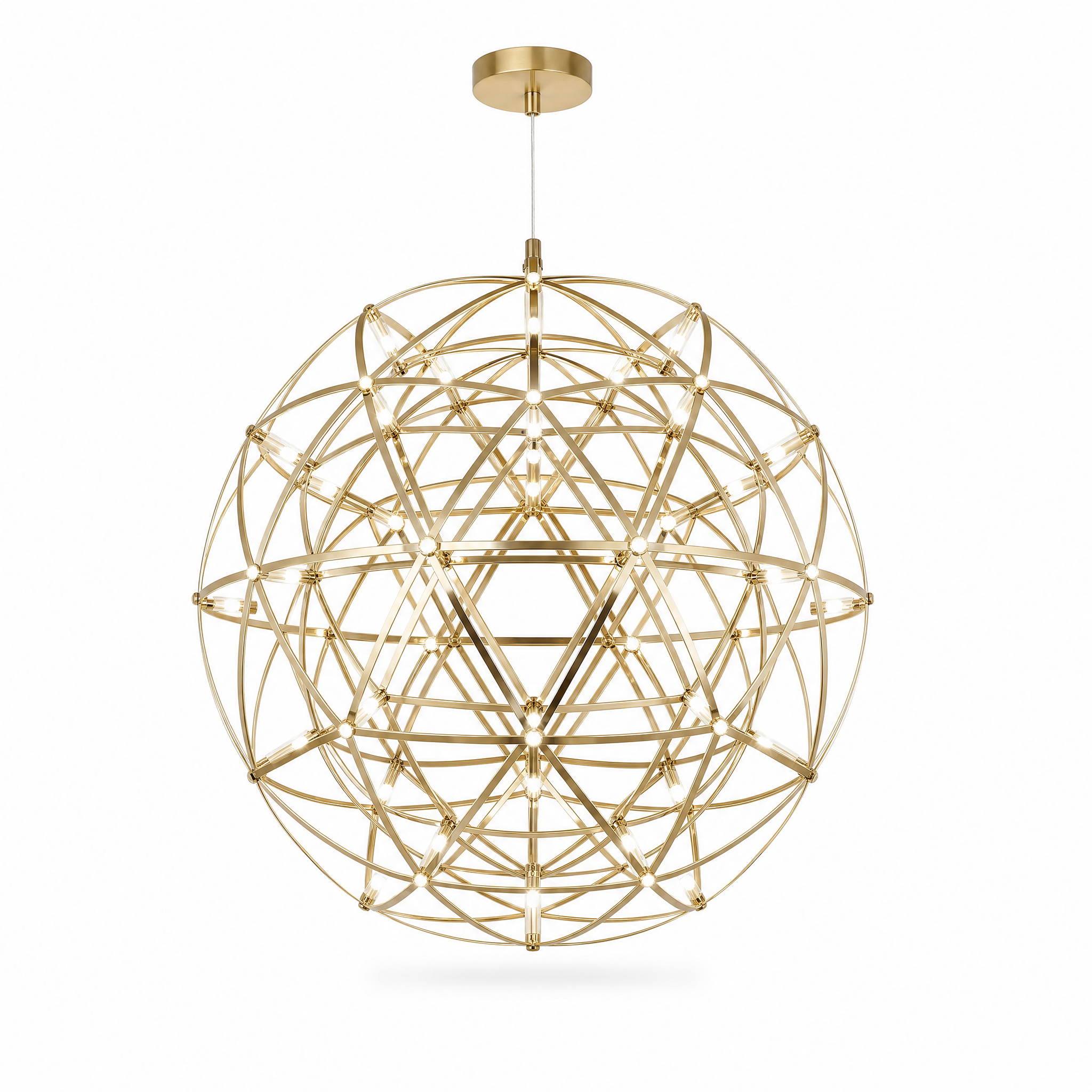 HERO Gold cool white sphere chandelier on white