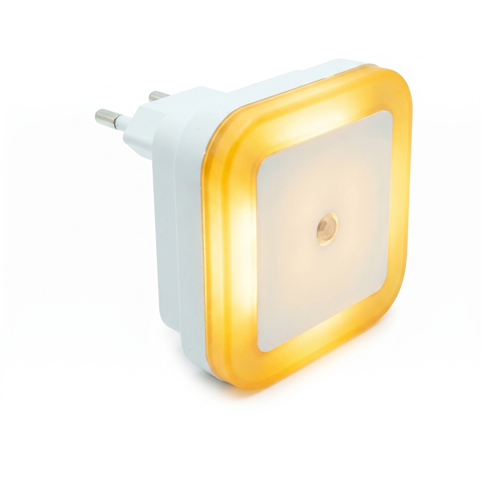 Stellina Plug-In Night Light yellow glow on a white background