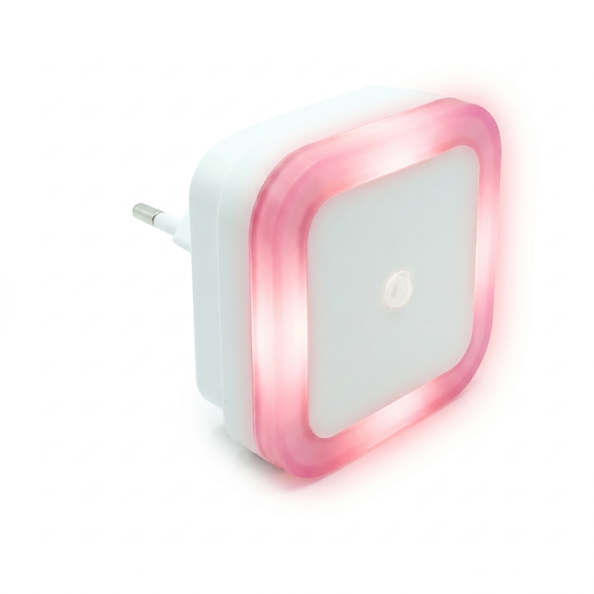 Stellina Plug-In Night Light pink glow on a white background