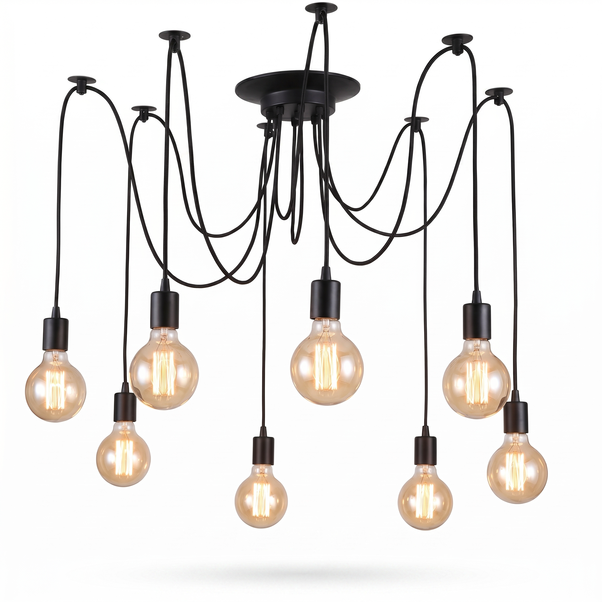 Ragnatela Dorata spider chandelier, 8 cables, lit