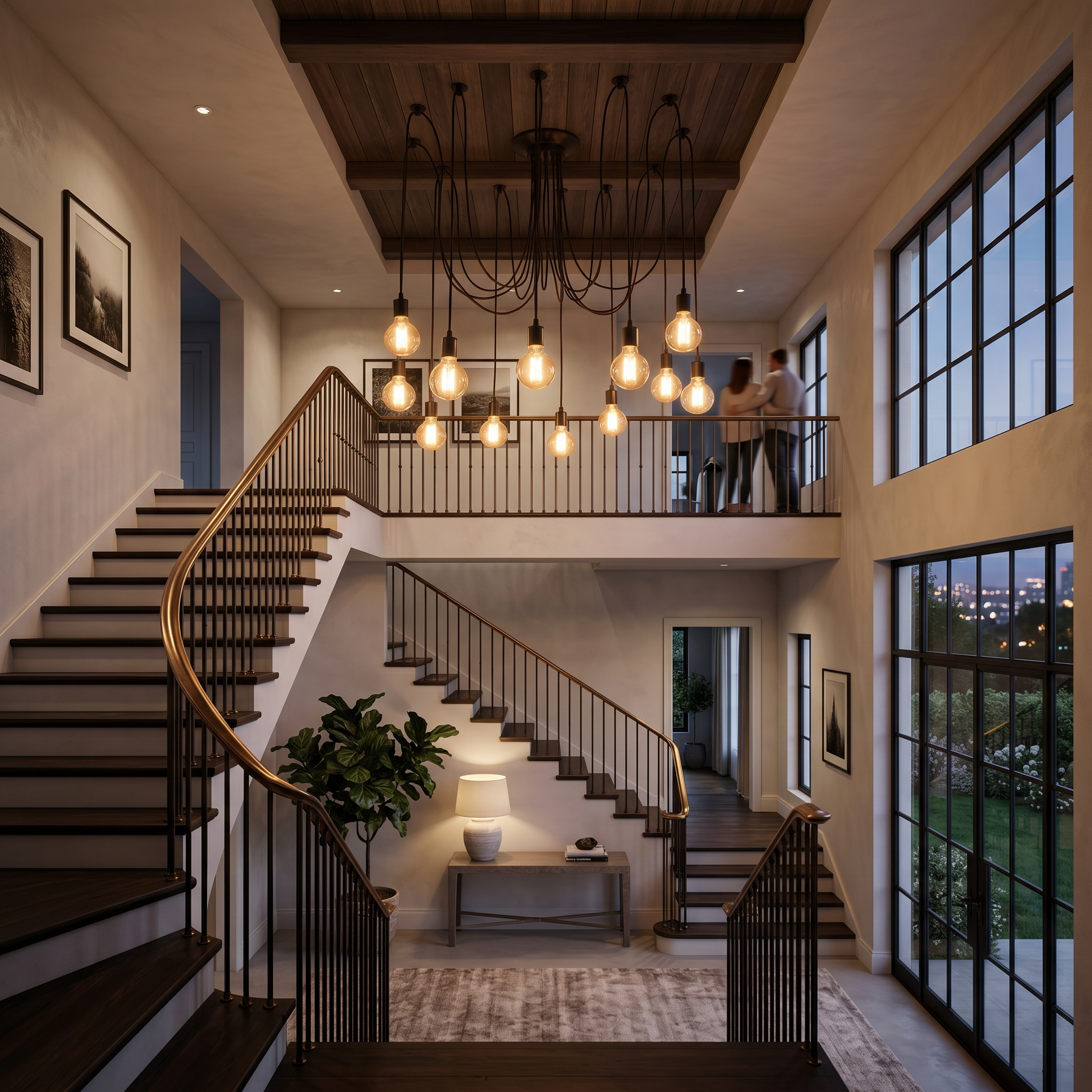 Ragnatela Dorata spider chandelier in a tall stairwell
