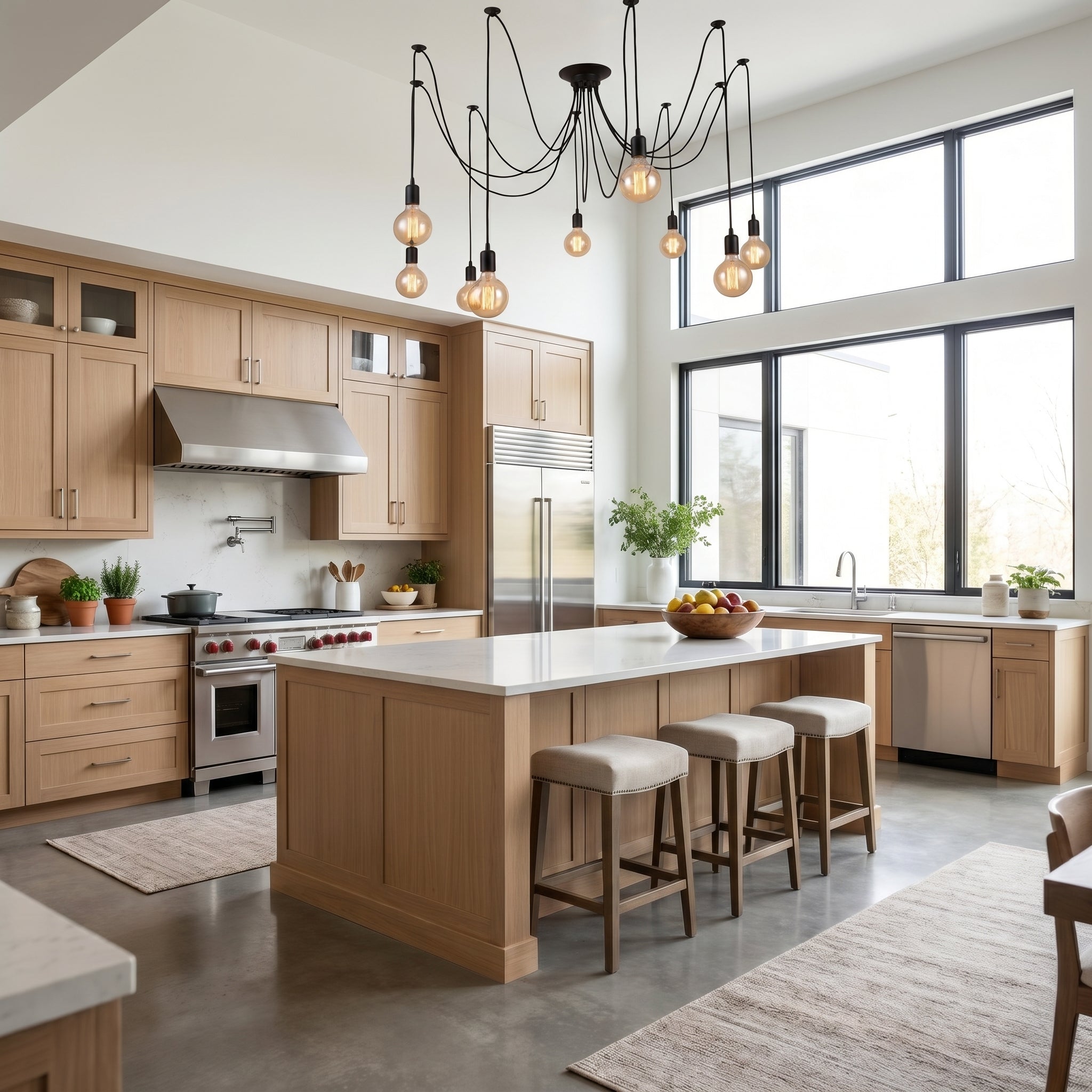 Ragnatela Dorata spider chandelier above a kitchen island