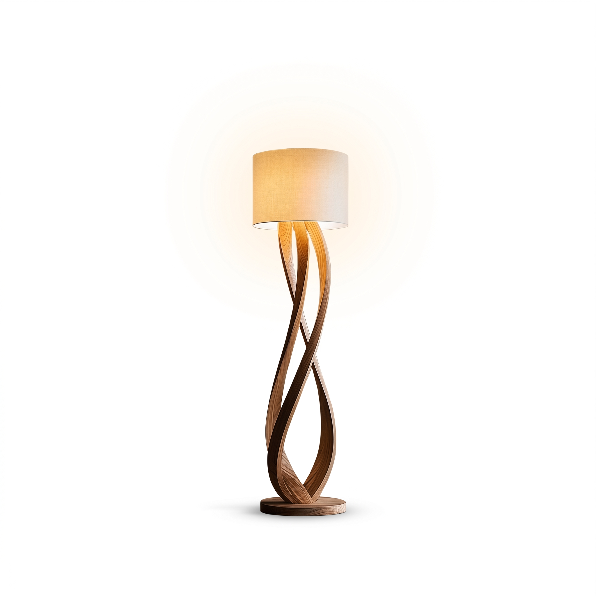 Selva Dorata wood floor lamp ribbon-twist design hero