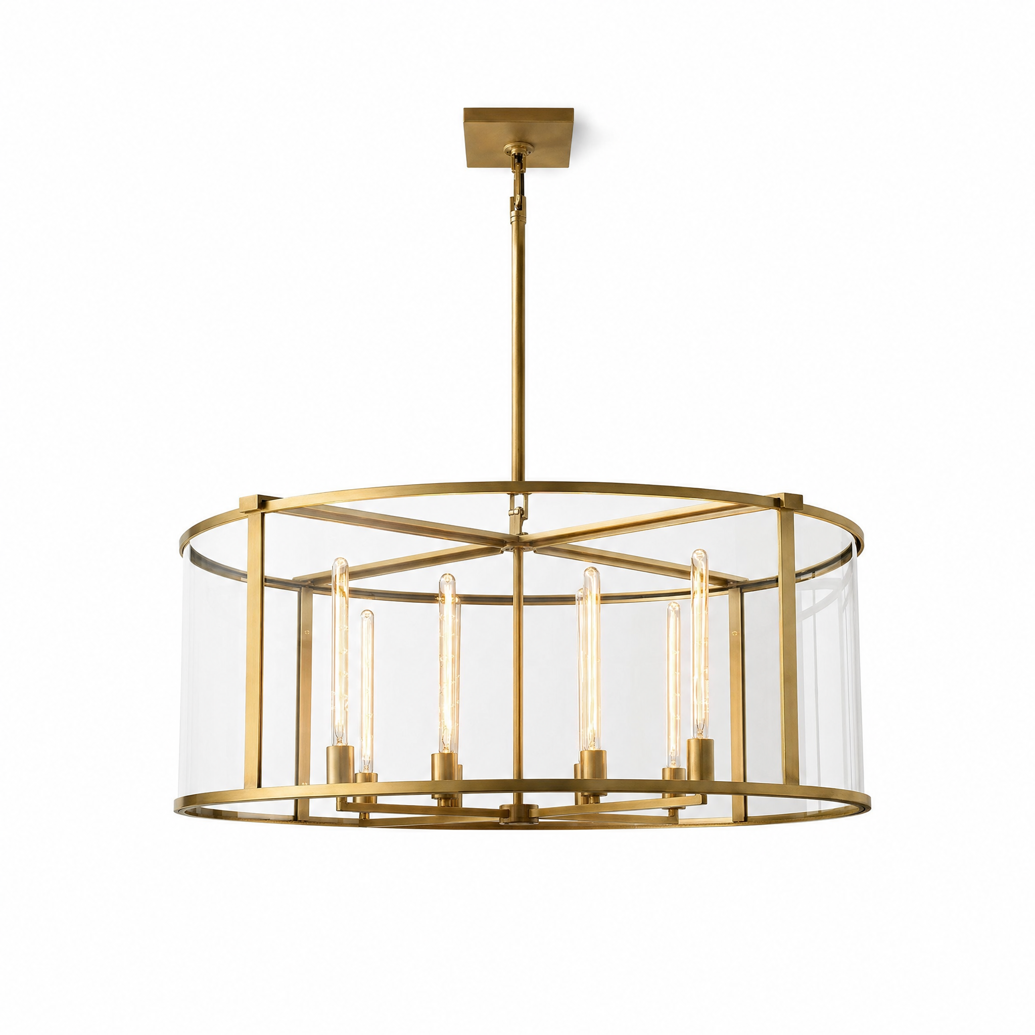 Vintage cage chandelier 80cm round brass