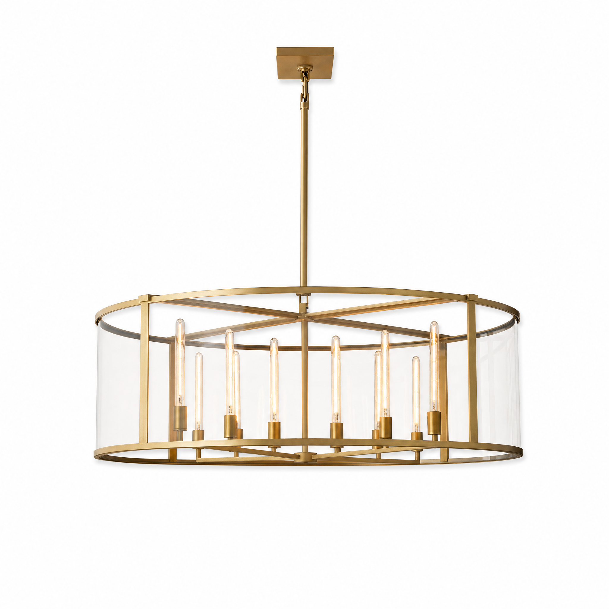 Vintage cage chandelier 110cm round brass