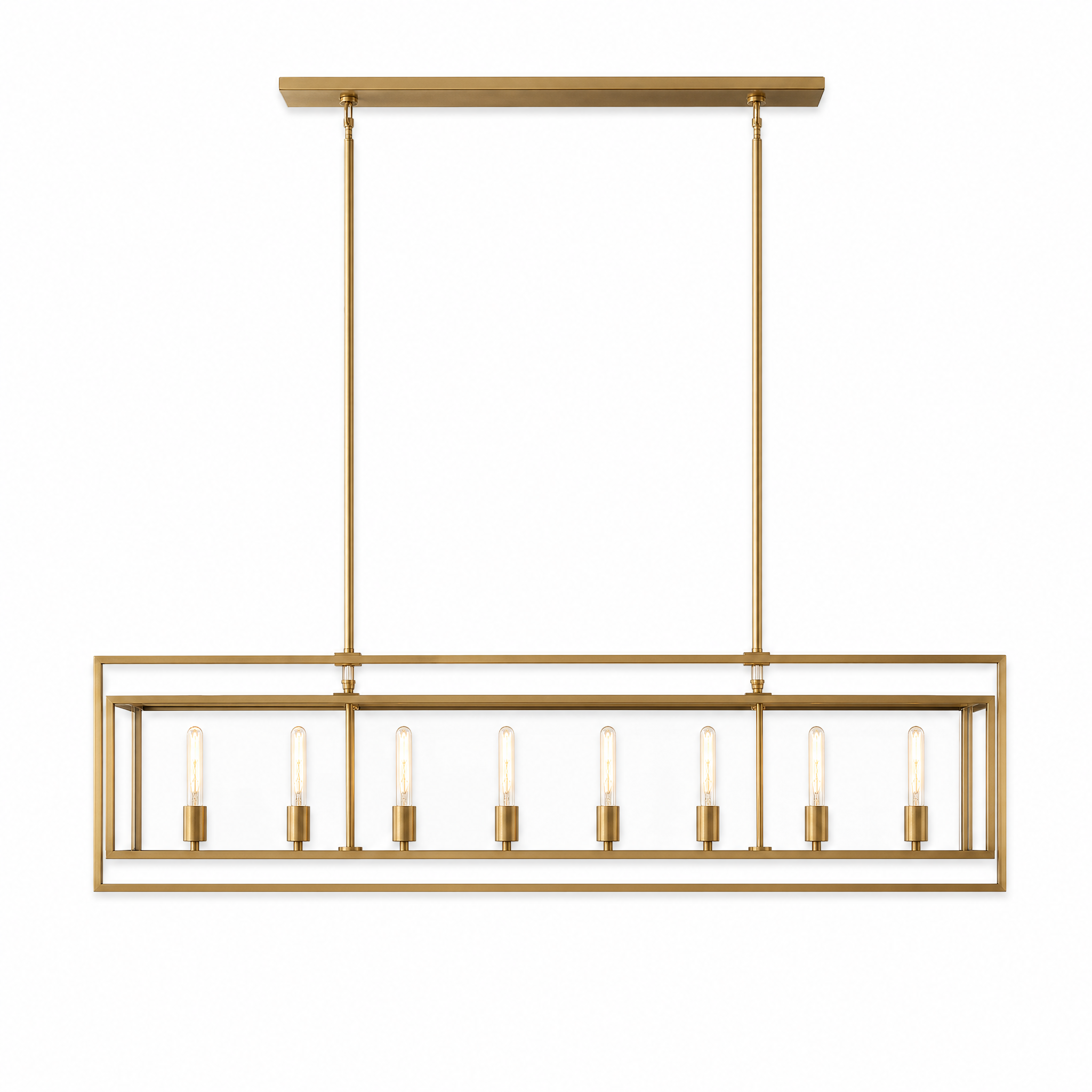 Vintage cage chandelier 180cm rectangular brass