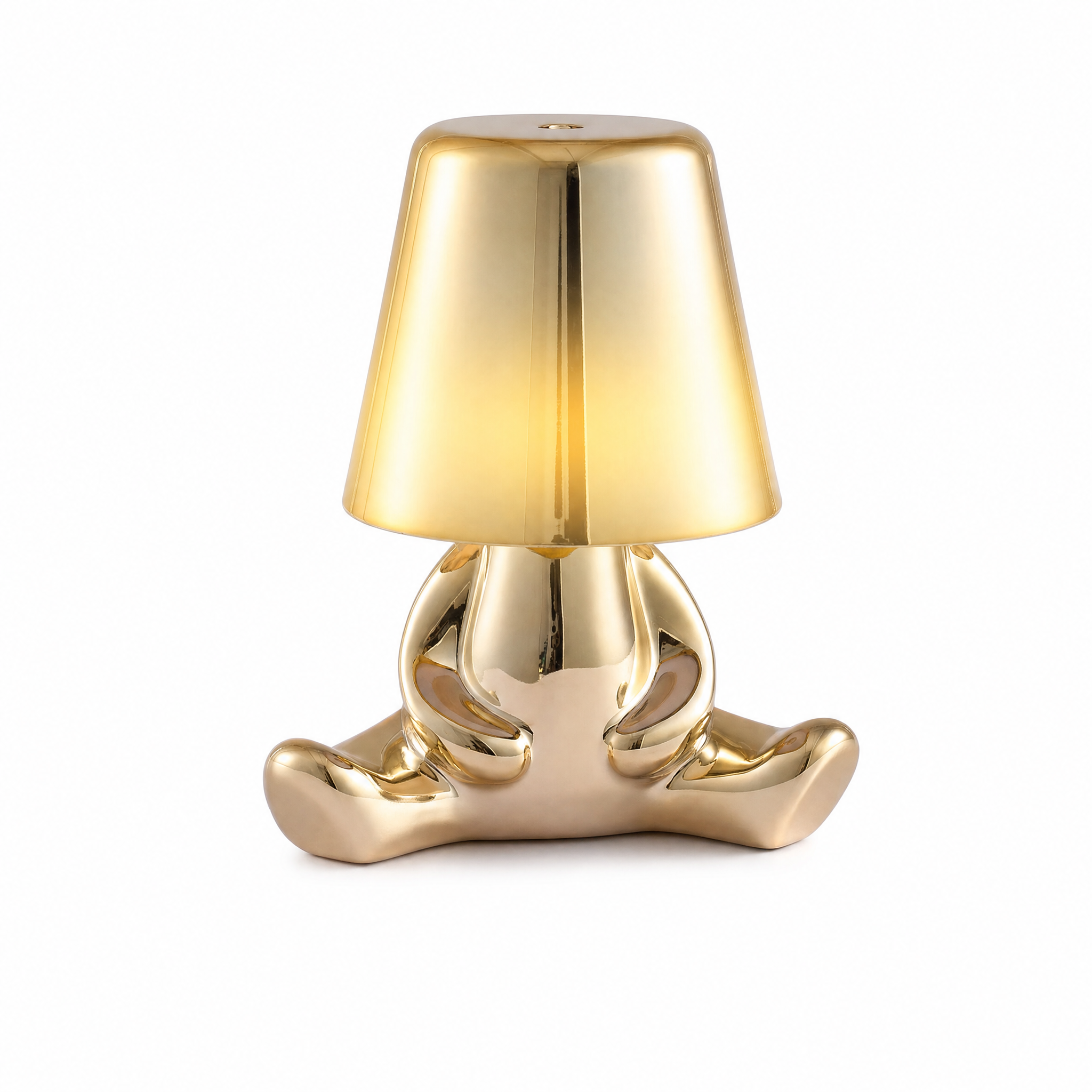 Pensatore Aureo gold statuette lamp resting pose