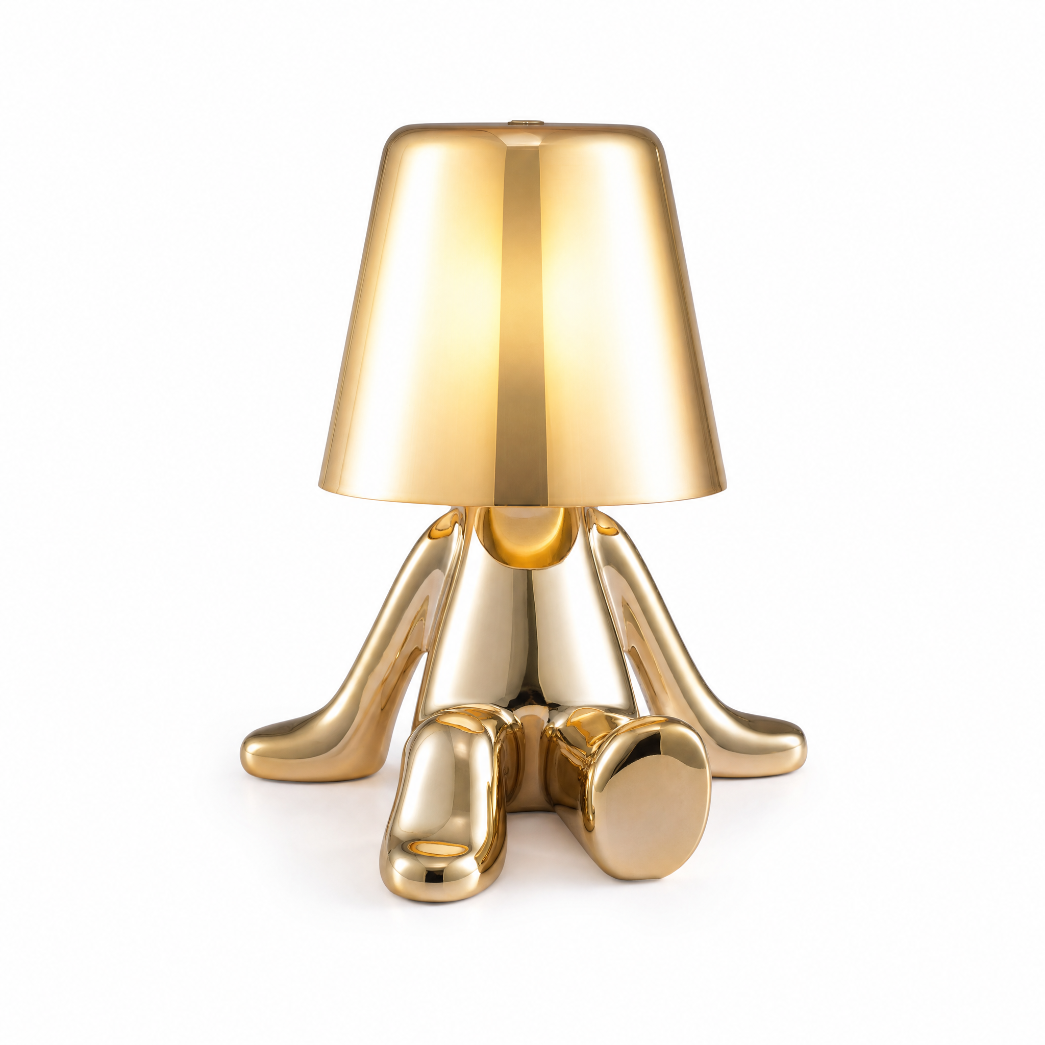 Pensatore Aureo gold statuette lamp sitting pose