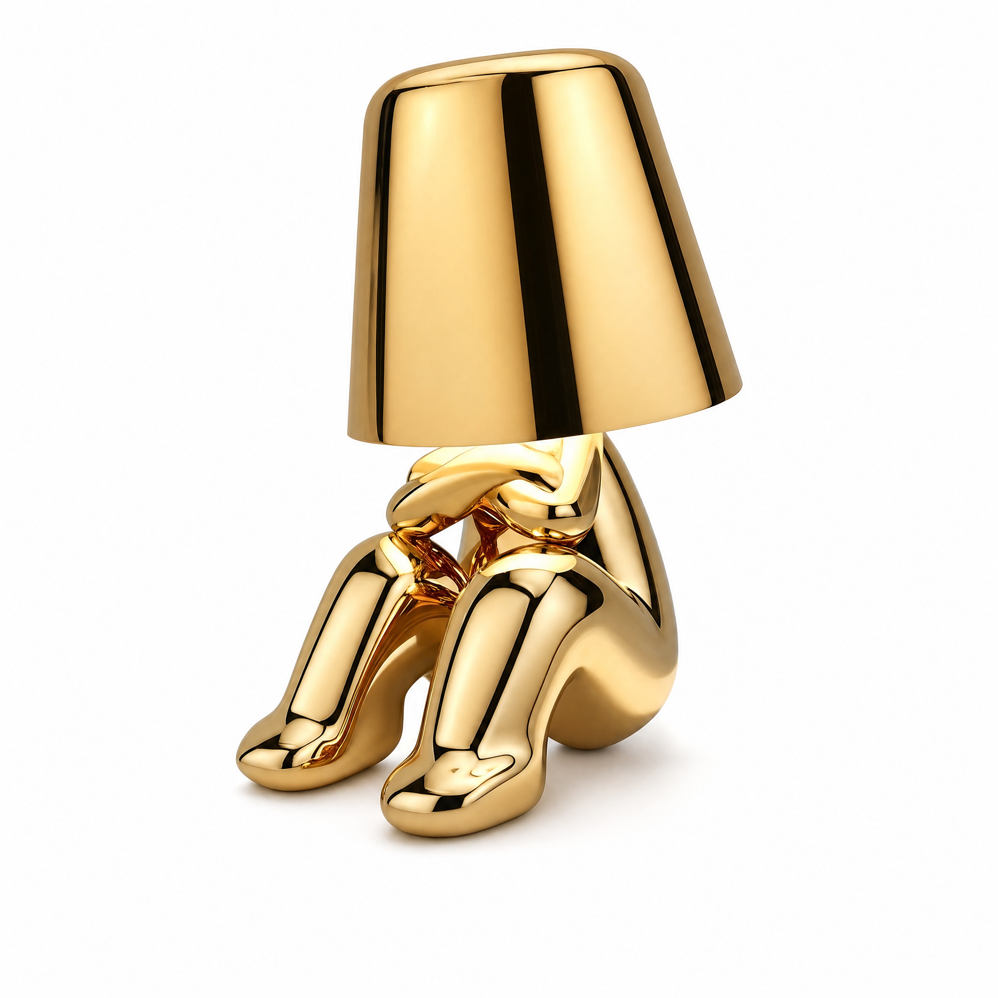 Pensatore Aureo gold statuette lamp thinking pose
