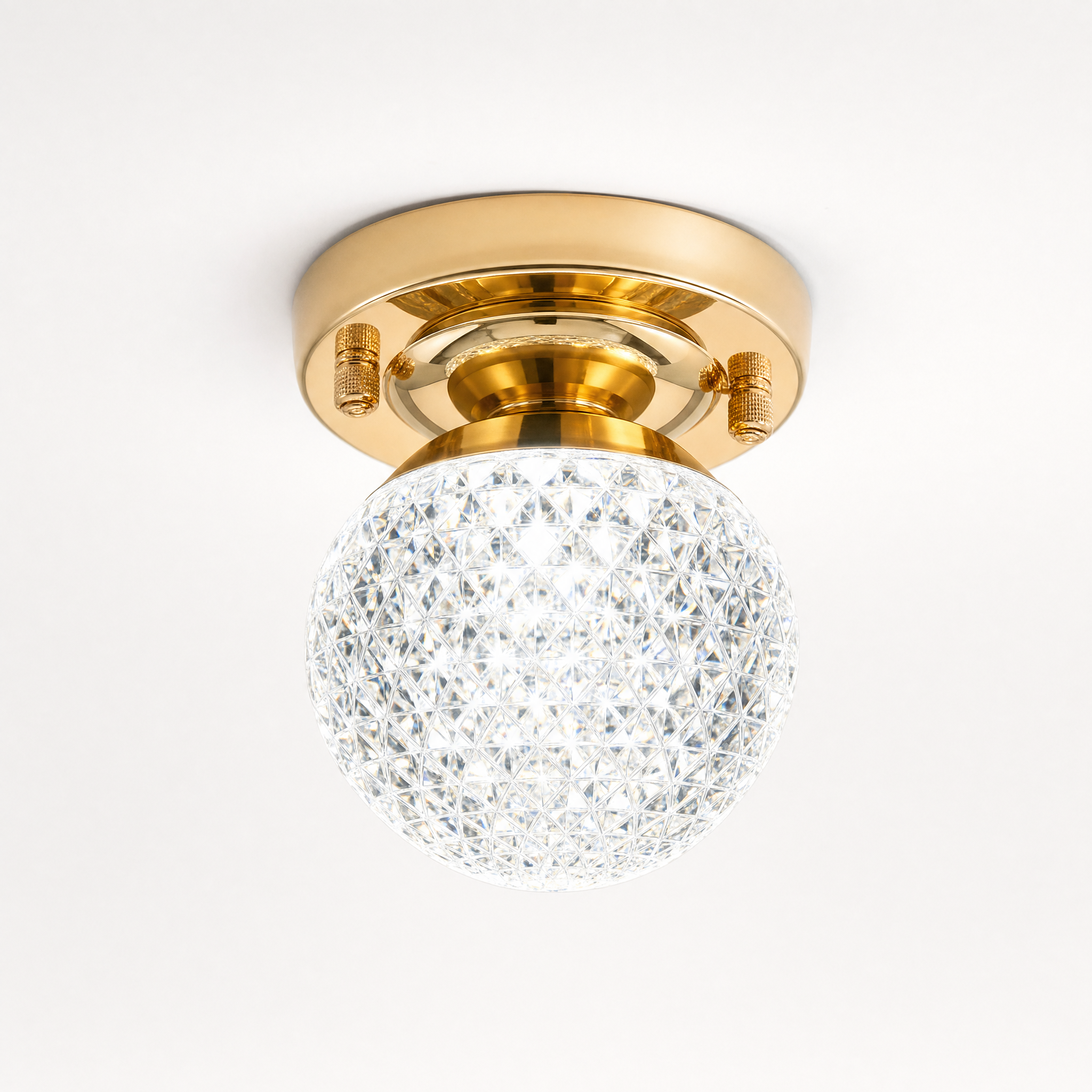 Crystal ball ceiling light cool white on white