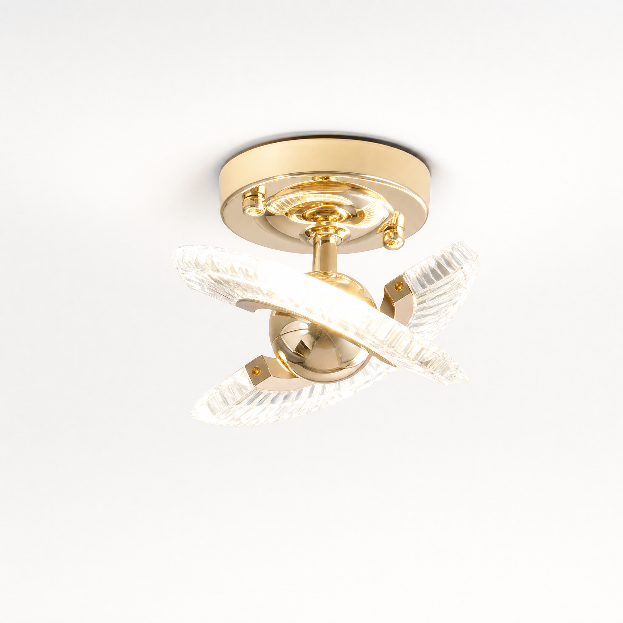 Winged crystal ceiling light cool white
