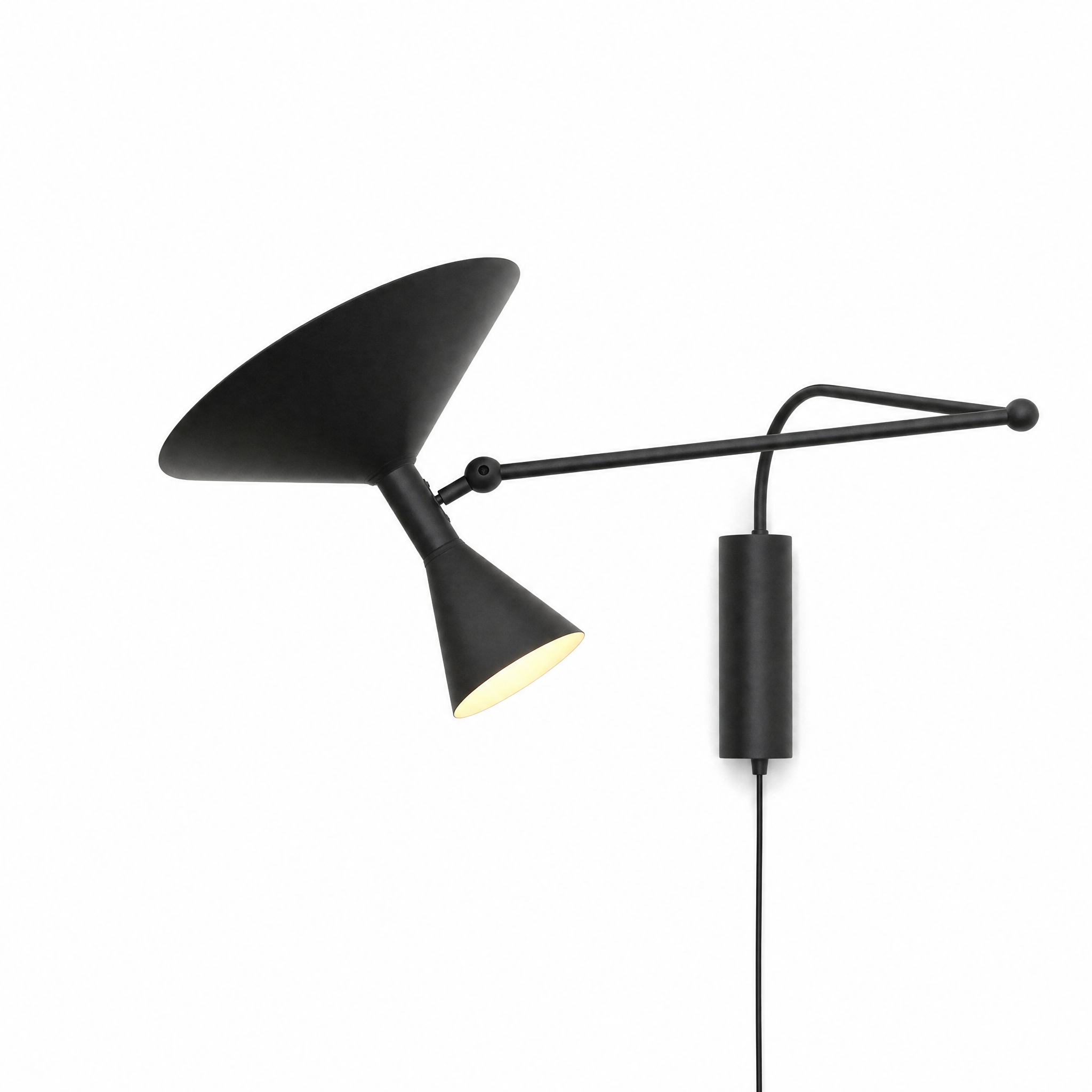 Calla black swing-arm wall lamp