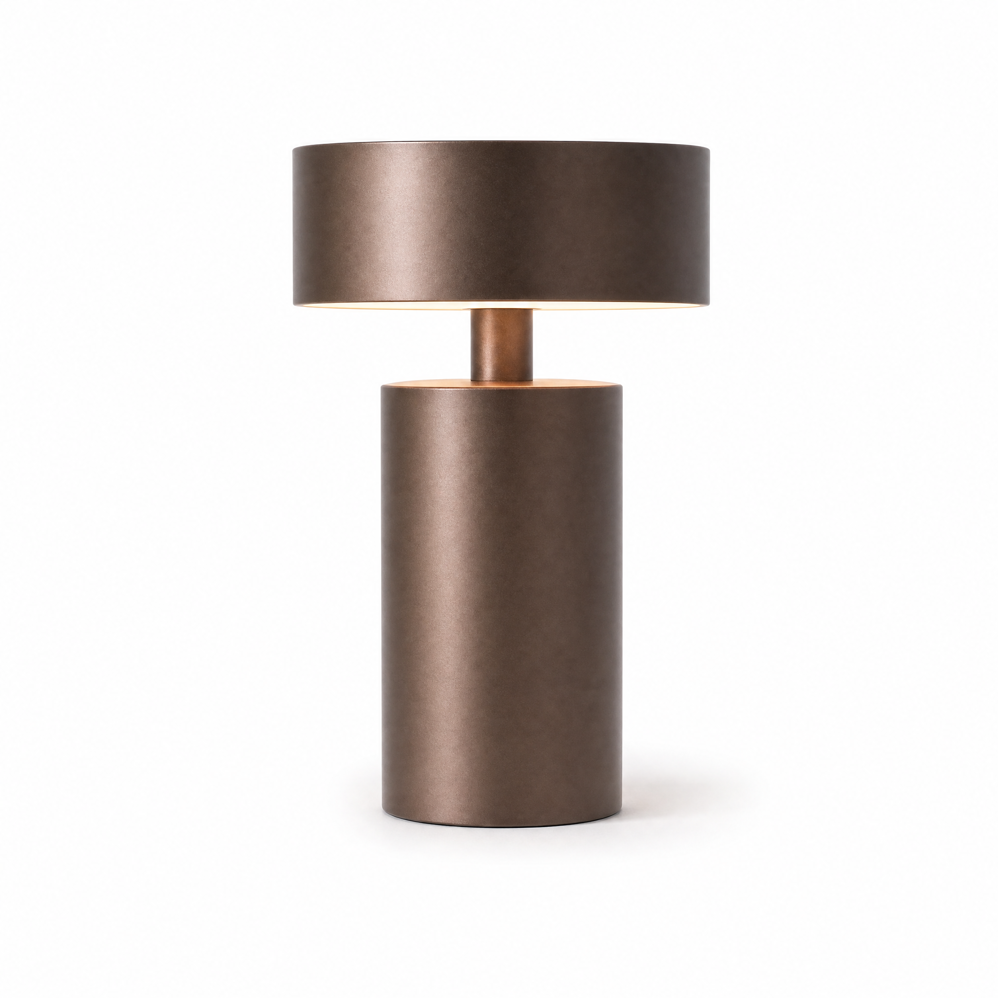 Vespera Tocco cordless table lamp, bronze, lit
