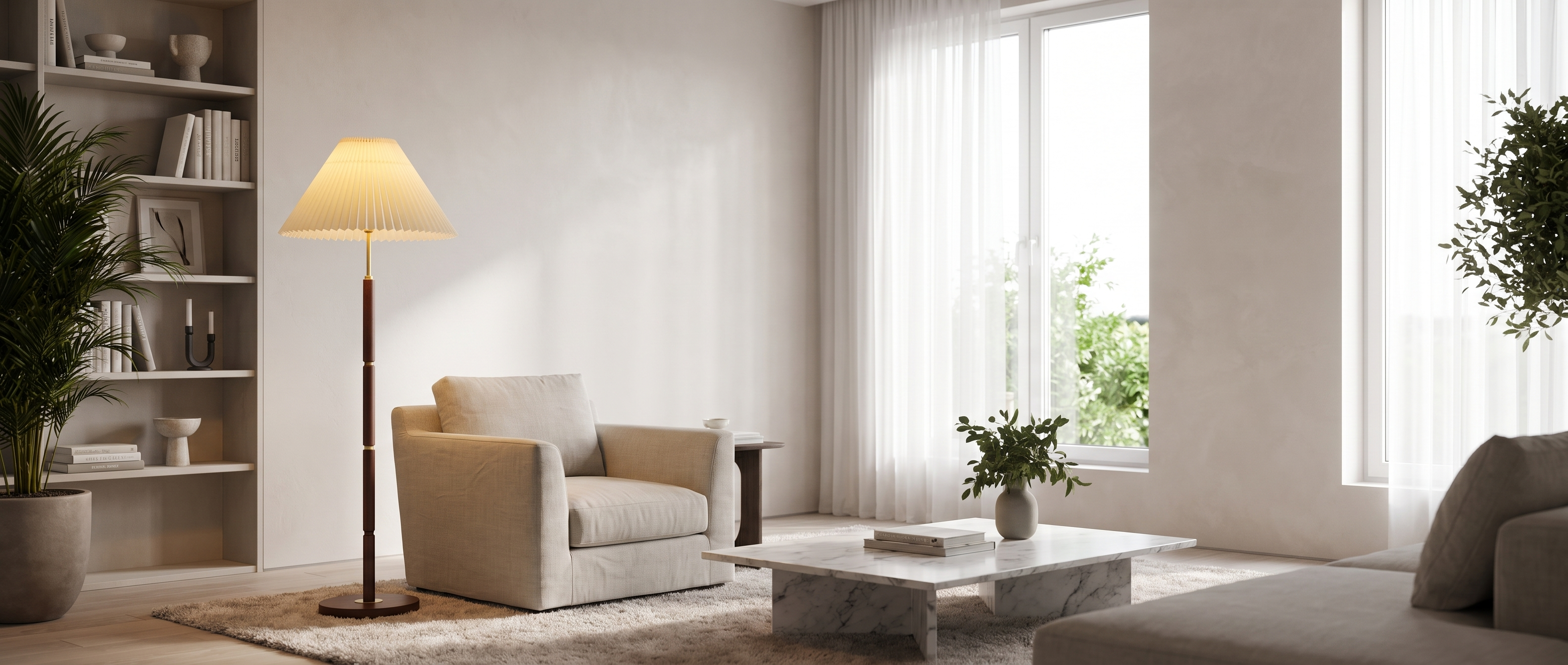 Ventaglio Sera pleated floor lamp banner
