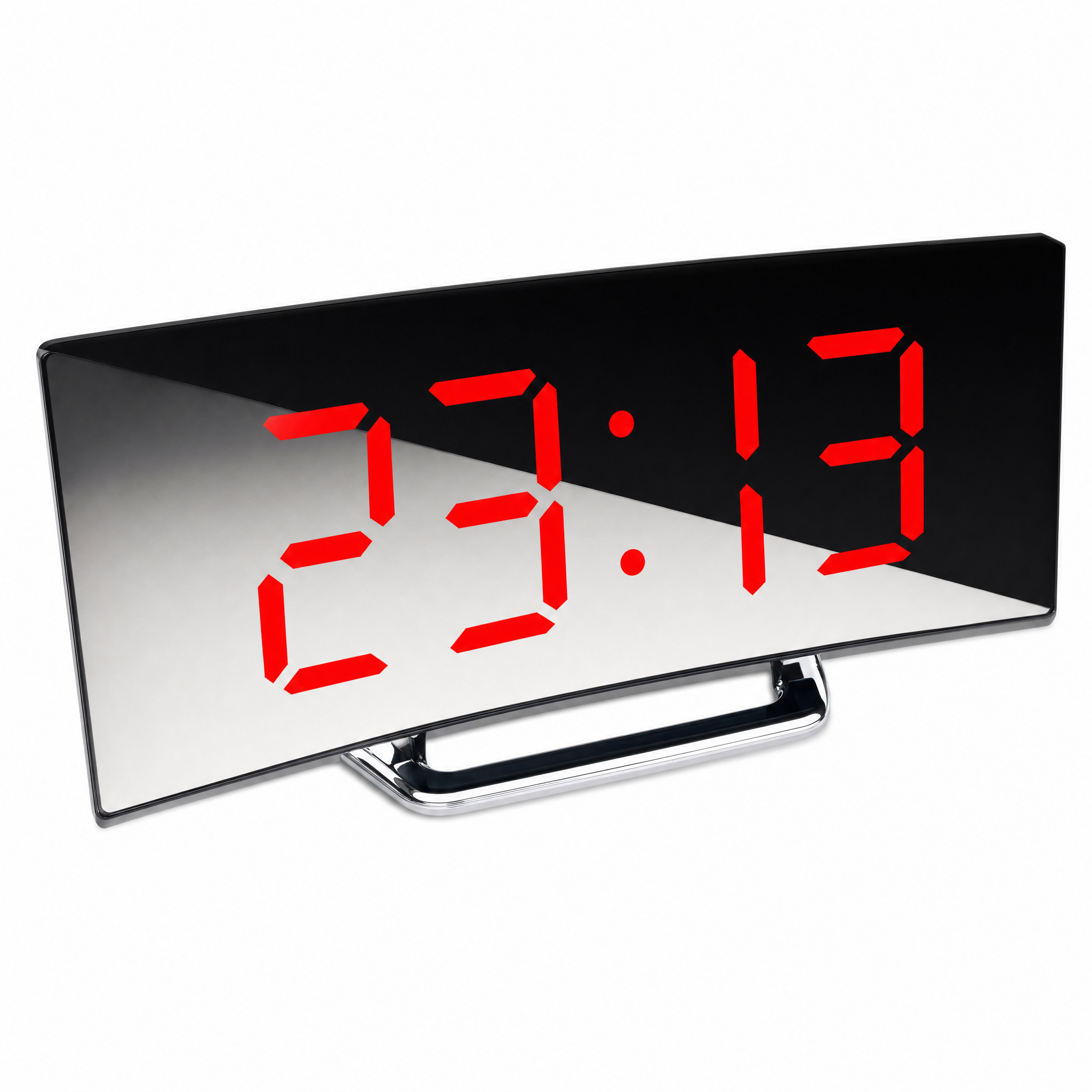 Arco Notte LED digital alarm clock red display on white background