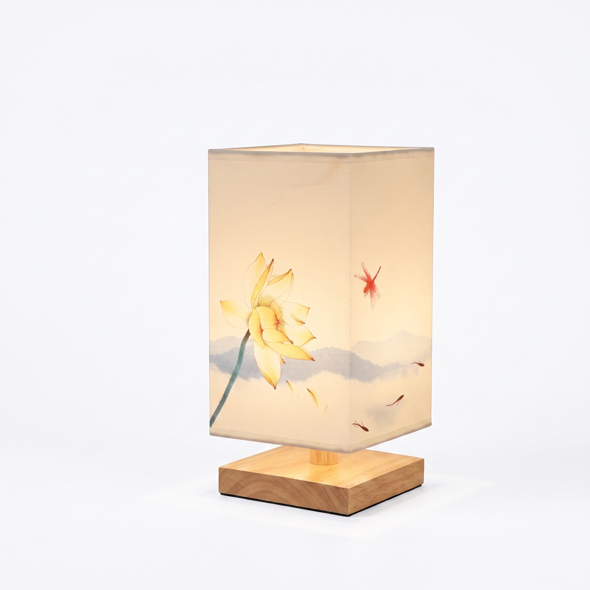 Velura bamboo table lamp Lotus design on white background