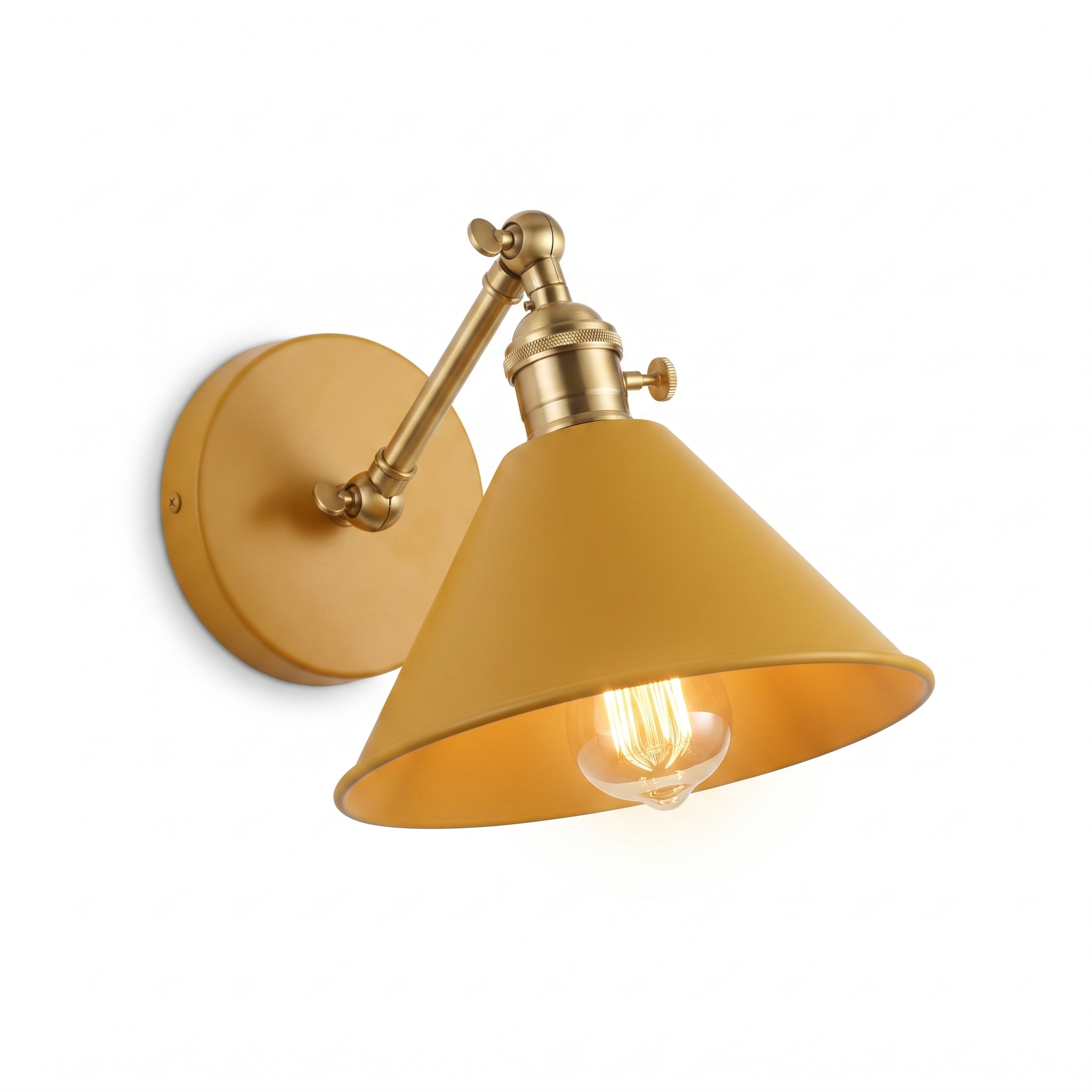 Dolce Aria mustard yellow cone wall sconce