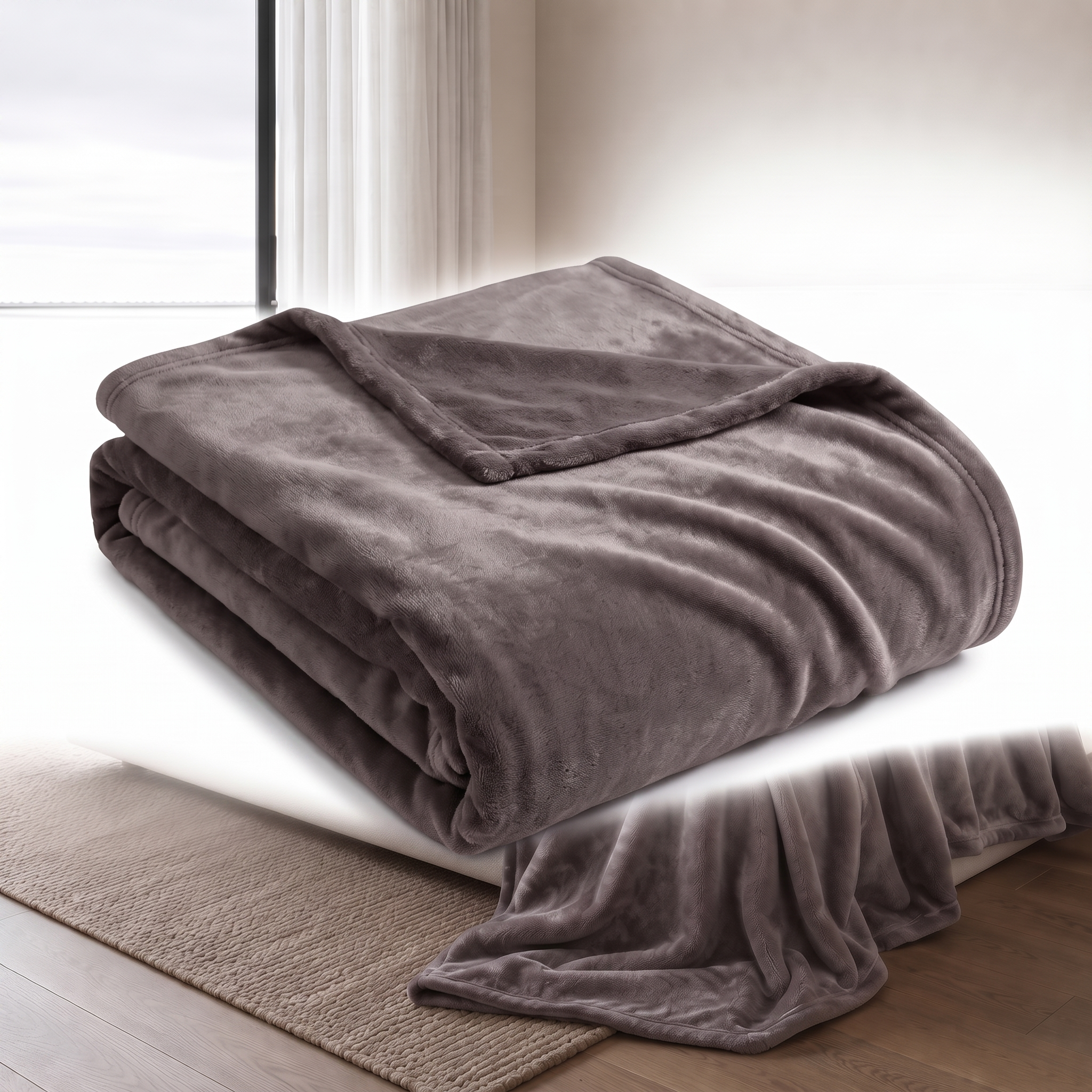Velluto Sereno midnight taupe velvet flannel throw