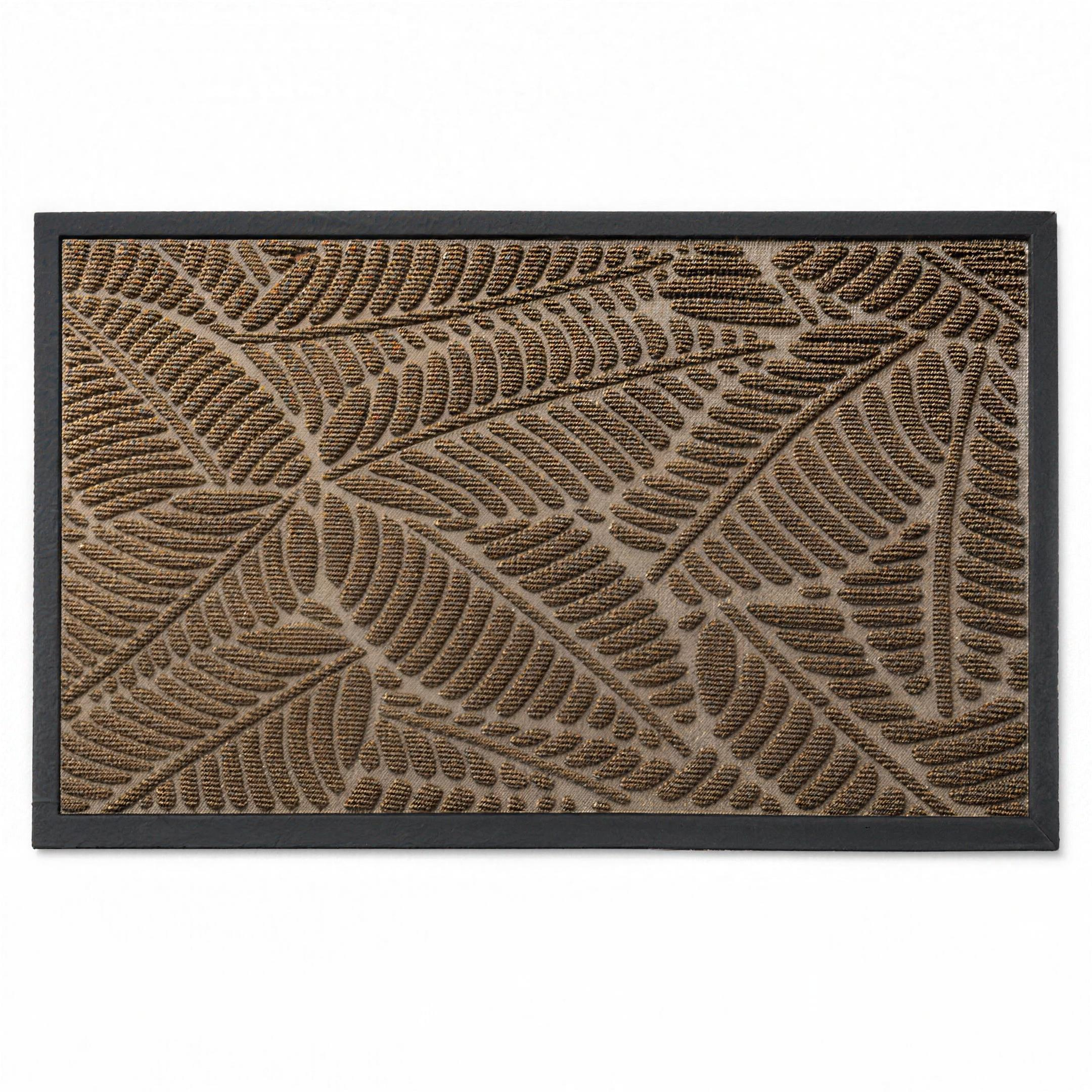 Foglia leaf doormat in brown on white
