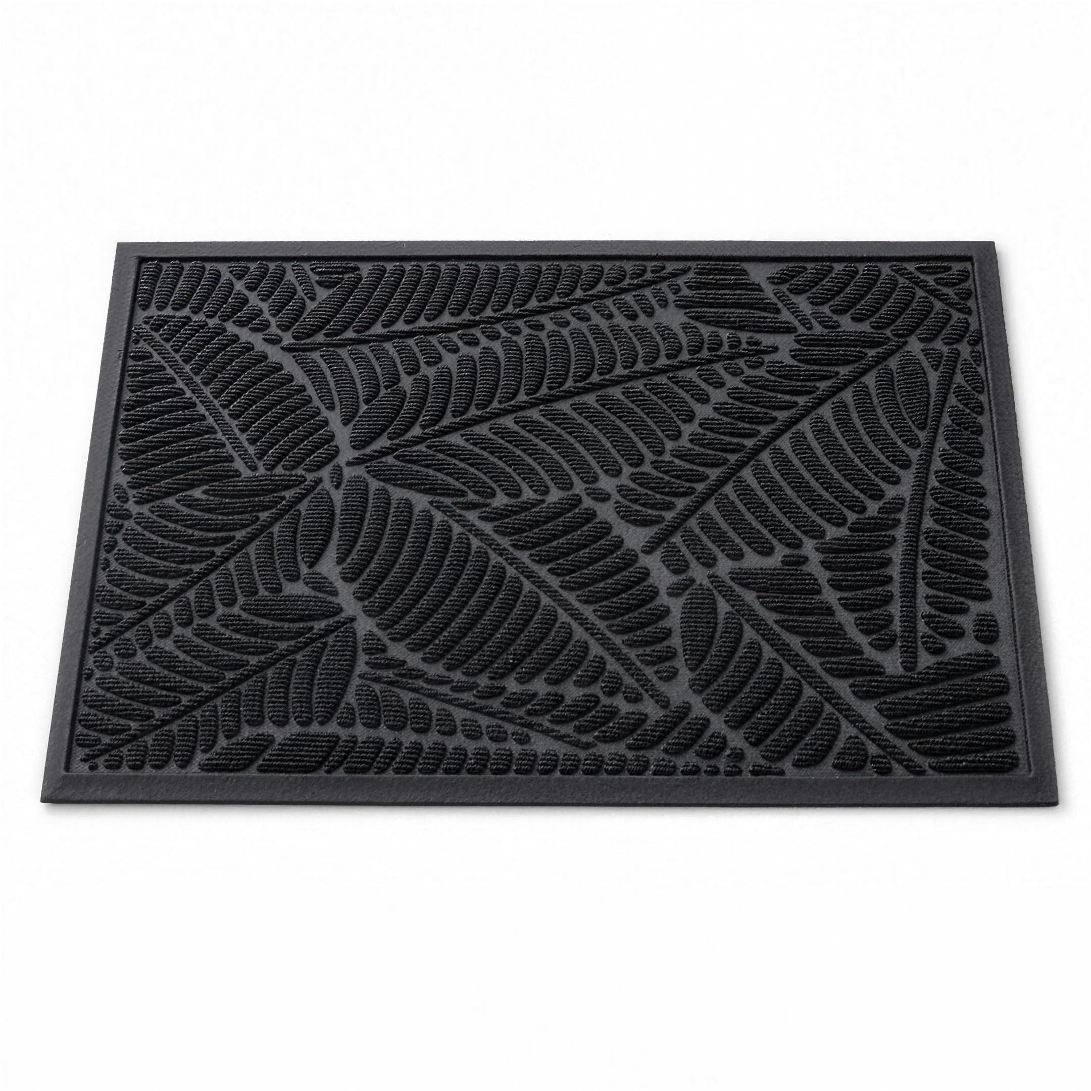 Foglia leaf doormat in black on white
