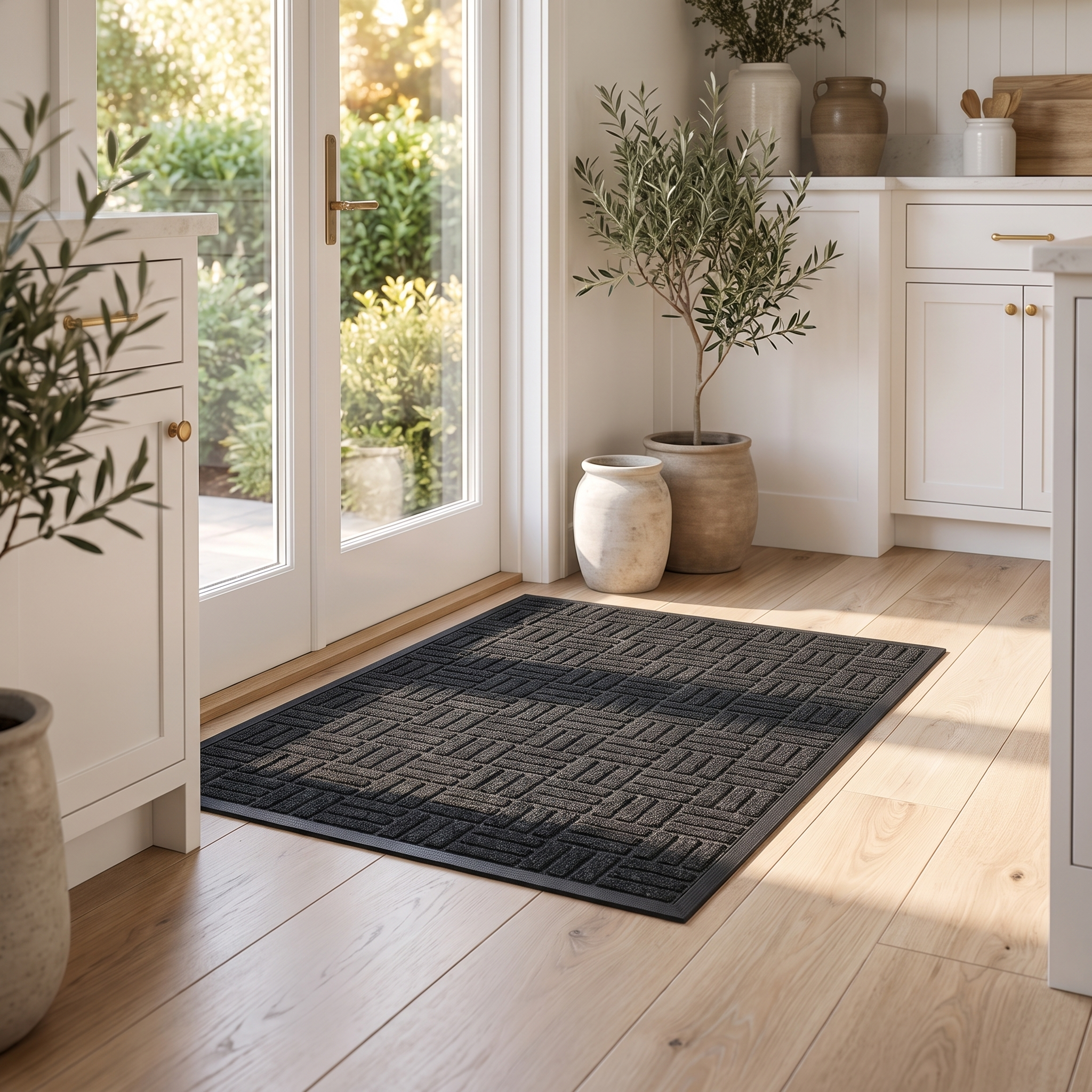 Portico black doormat at a kitchen back door
