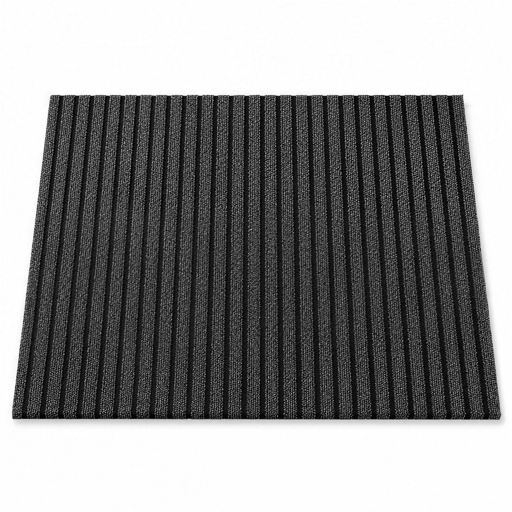 Charcoal gray ribbed non-slip doormat, studio white background