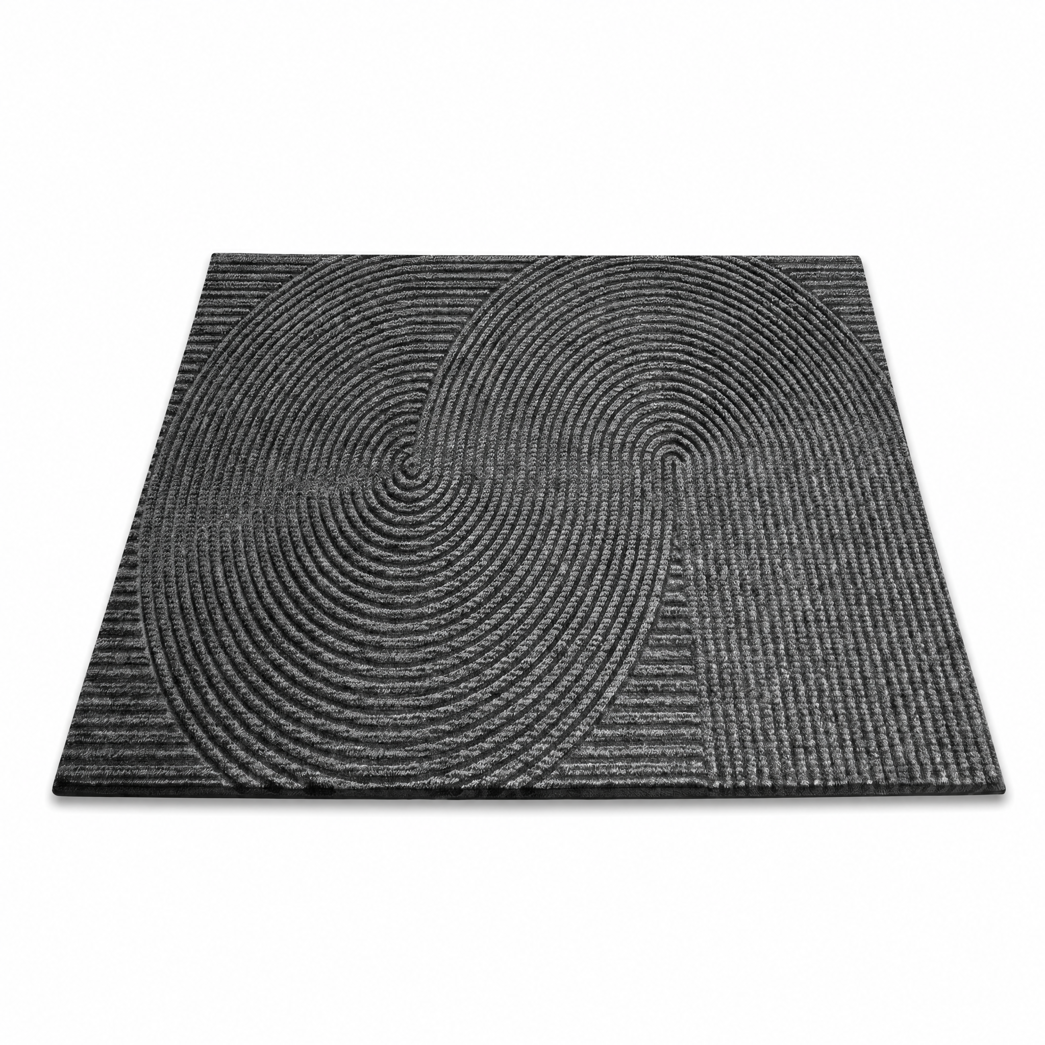 Riva Serena dark gray 3D groove zen-arc doormat on white