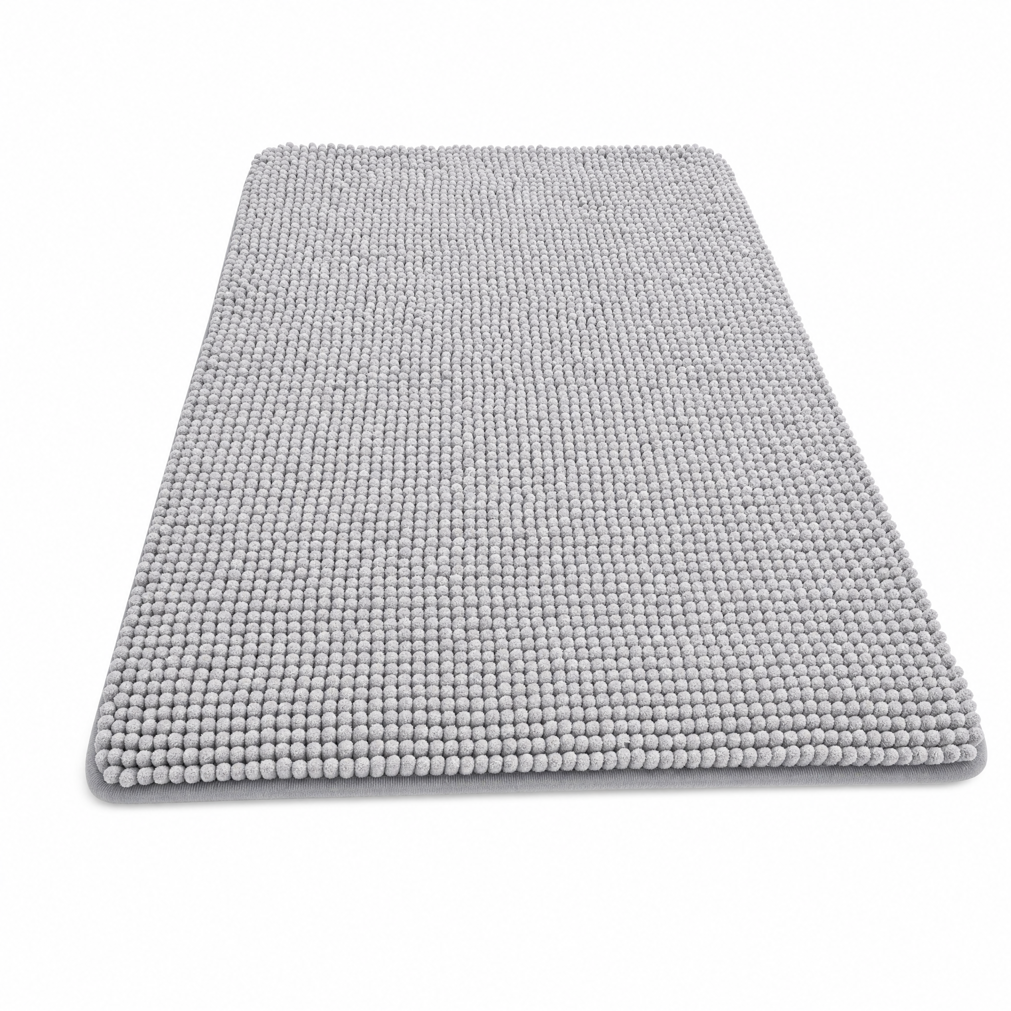 Nuvola Bath Mat in gray, plush chenille, studio white background