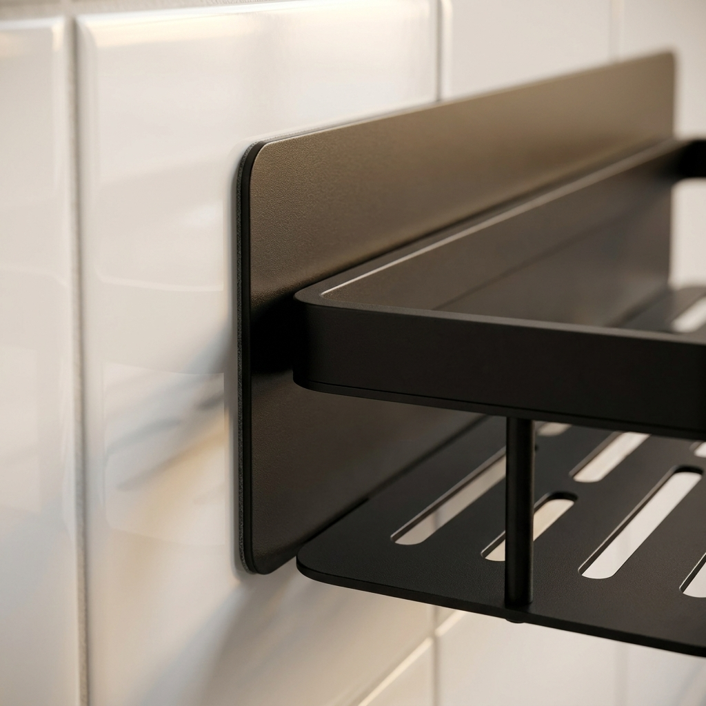 Close-up of the tool-free adhesive mount and slotted drainage base