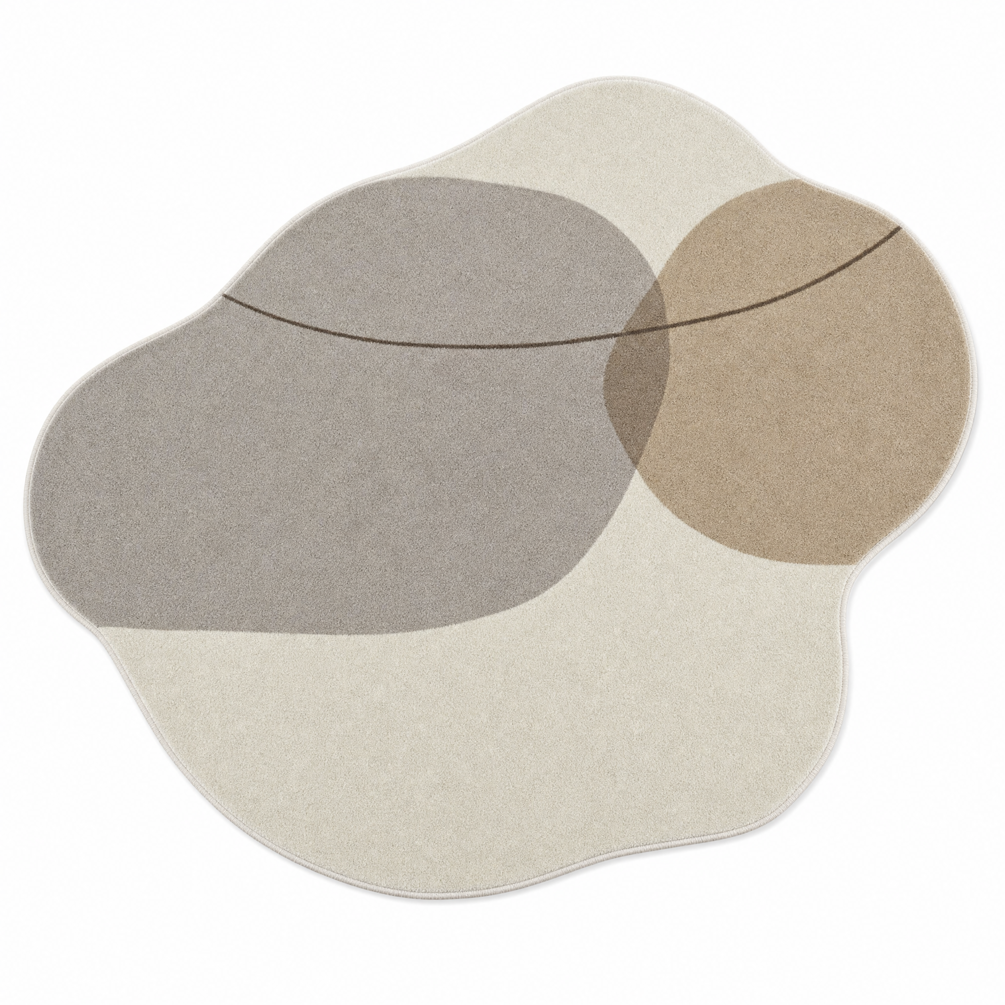 Grigio wabi-sabi pebble rug on a white background