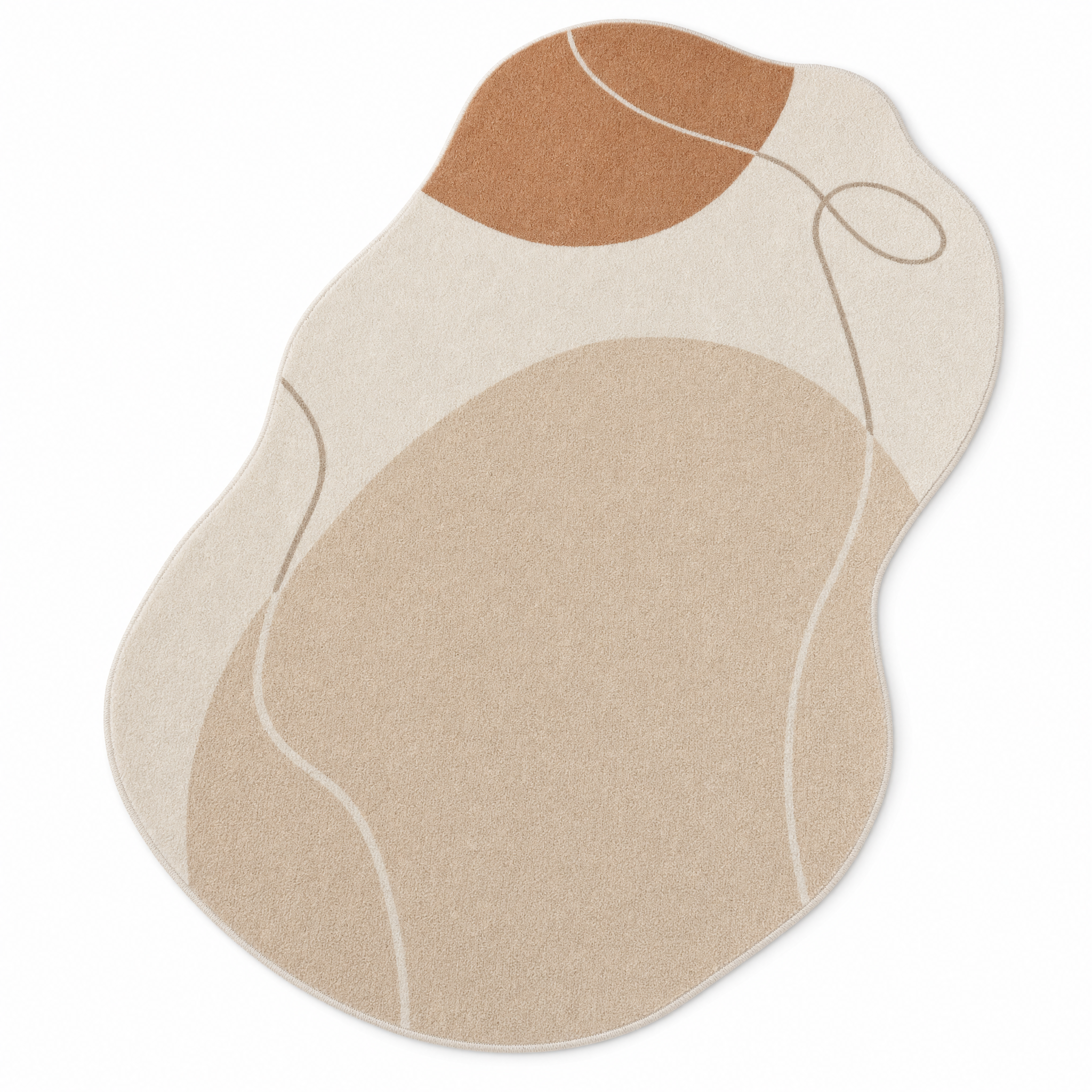 Ruggine wabi-sabi pebble rug on a white background