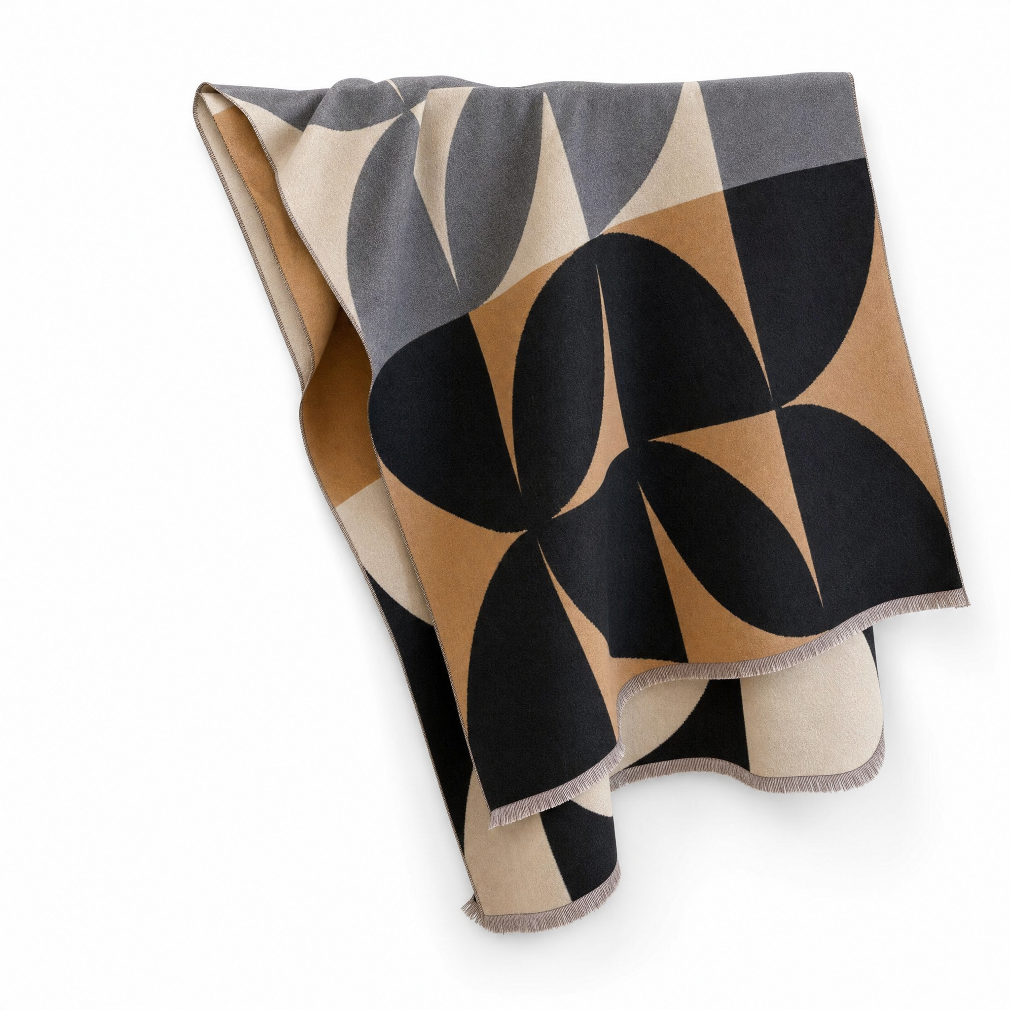 Tigershade Charcoal reversible geometric wrap poncho