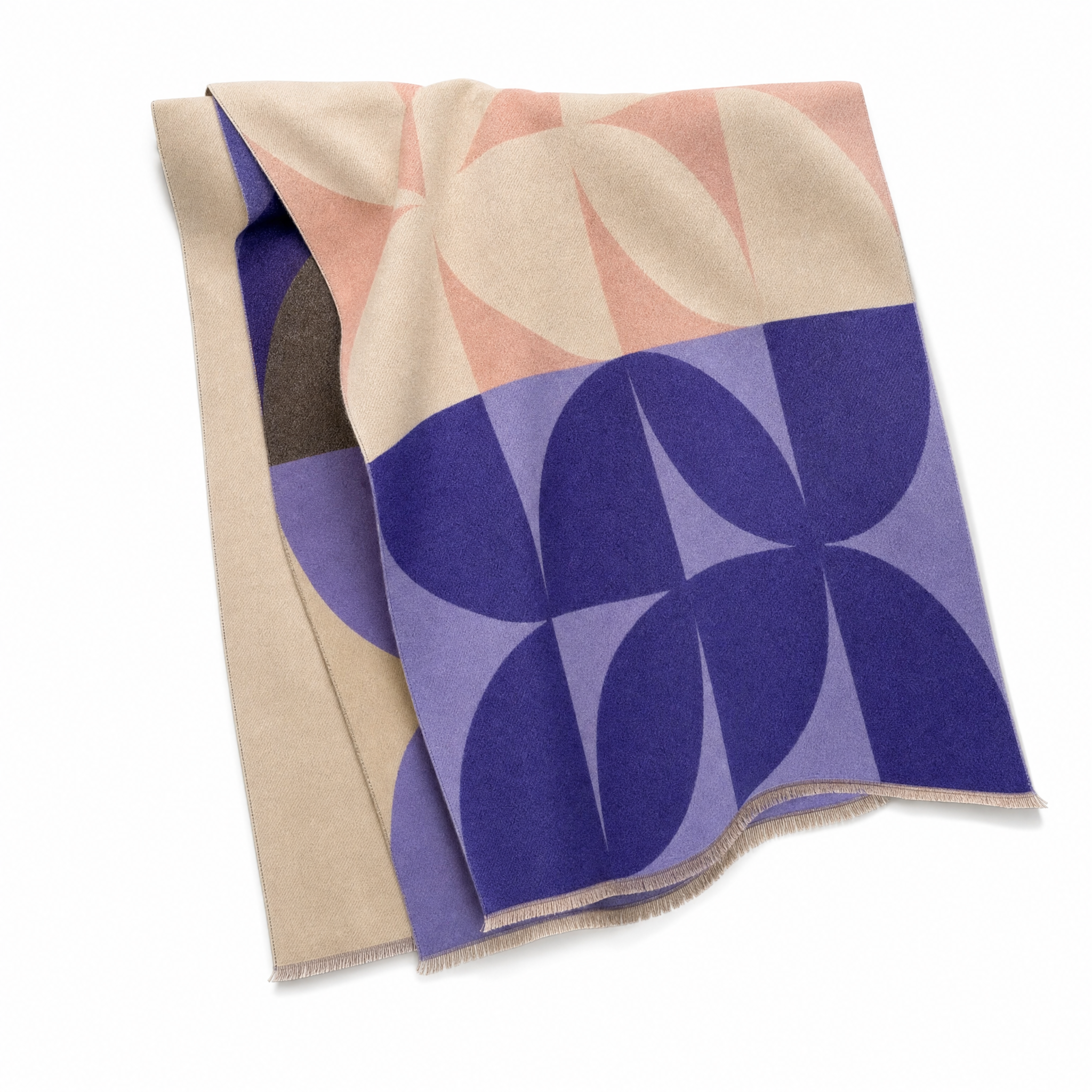 Dawnstone Indigo reversible geometric wrap poncho