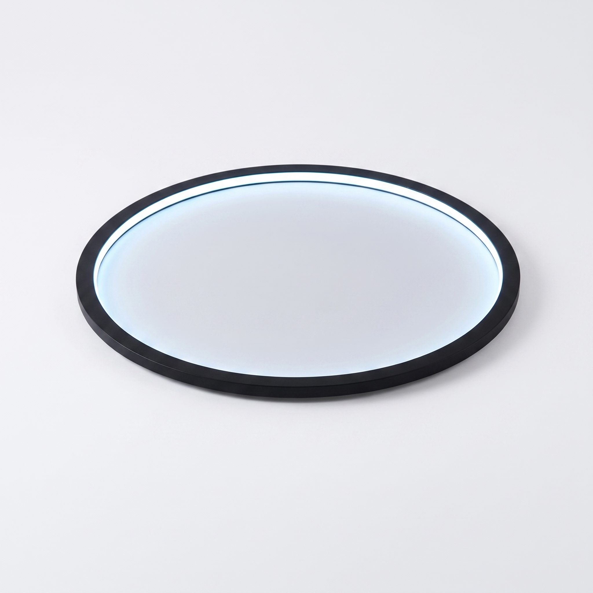 Luce Aurora halo ceiling light in black with cool white glow