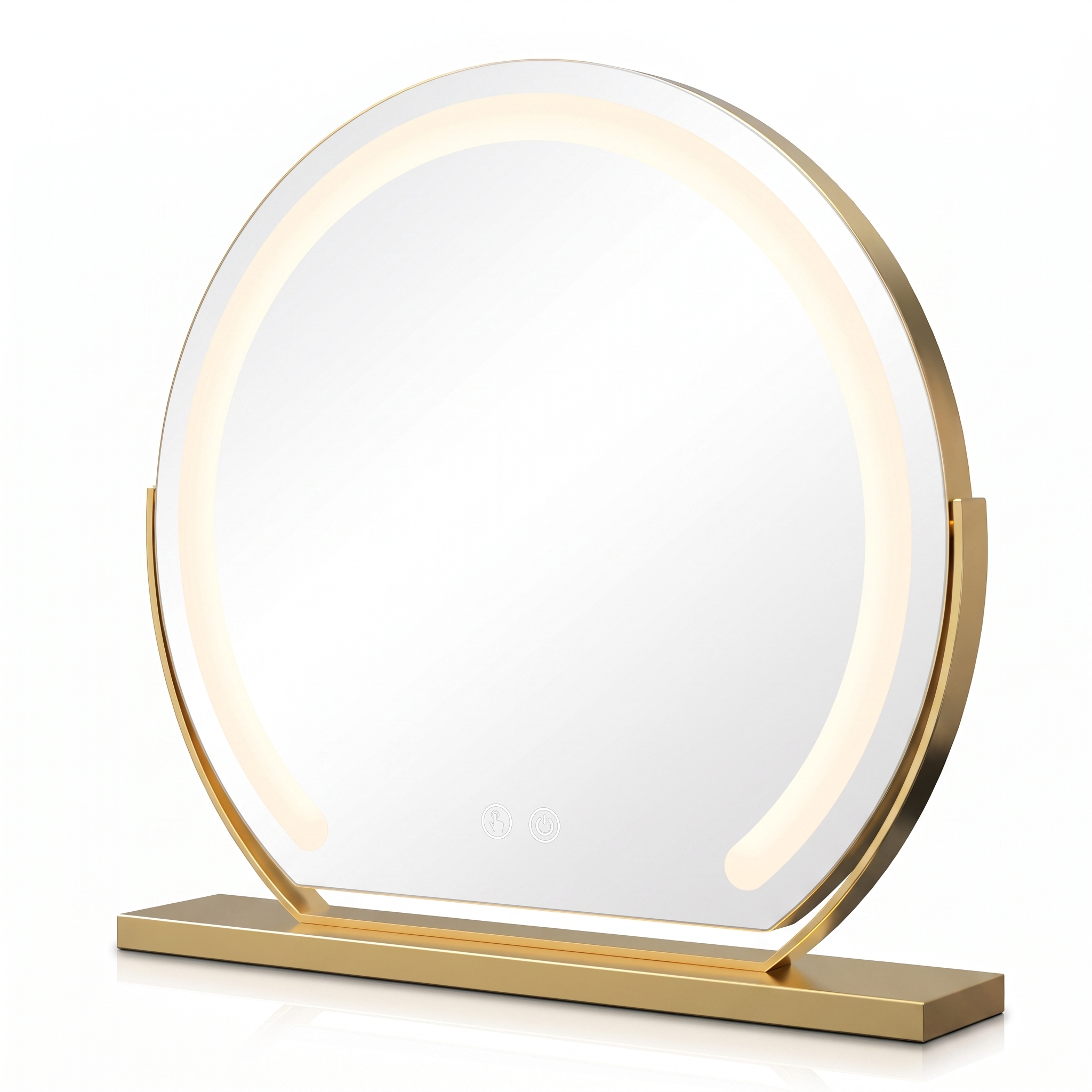 Bella Luce gold round lighted vanity mirror with LED ring