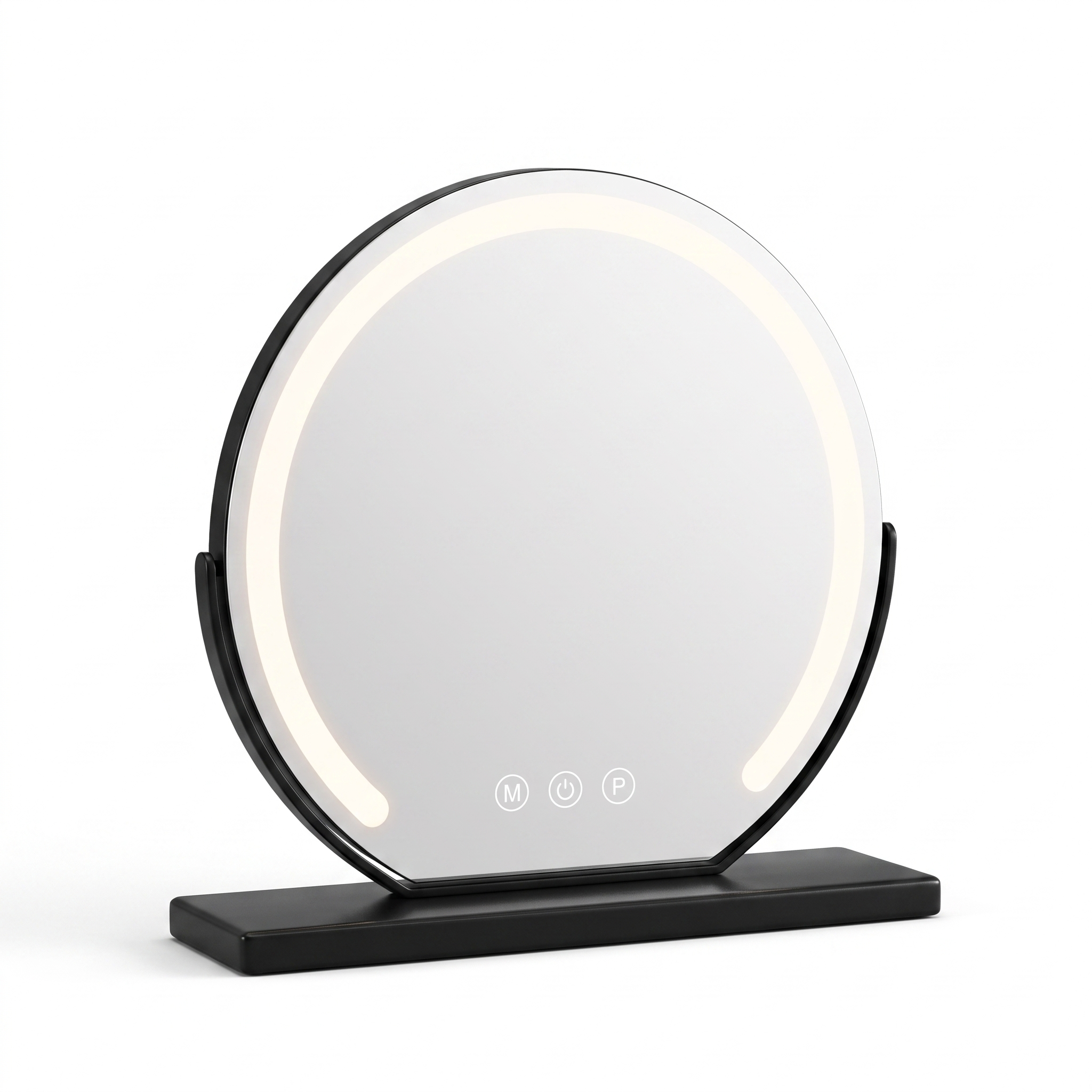 Bella Luce black round lighted vanity mirror with LED ring