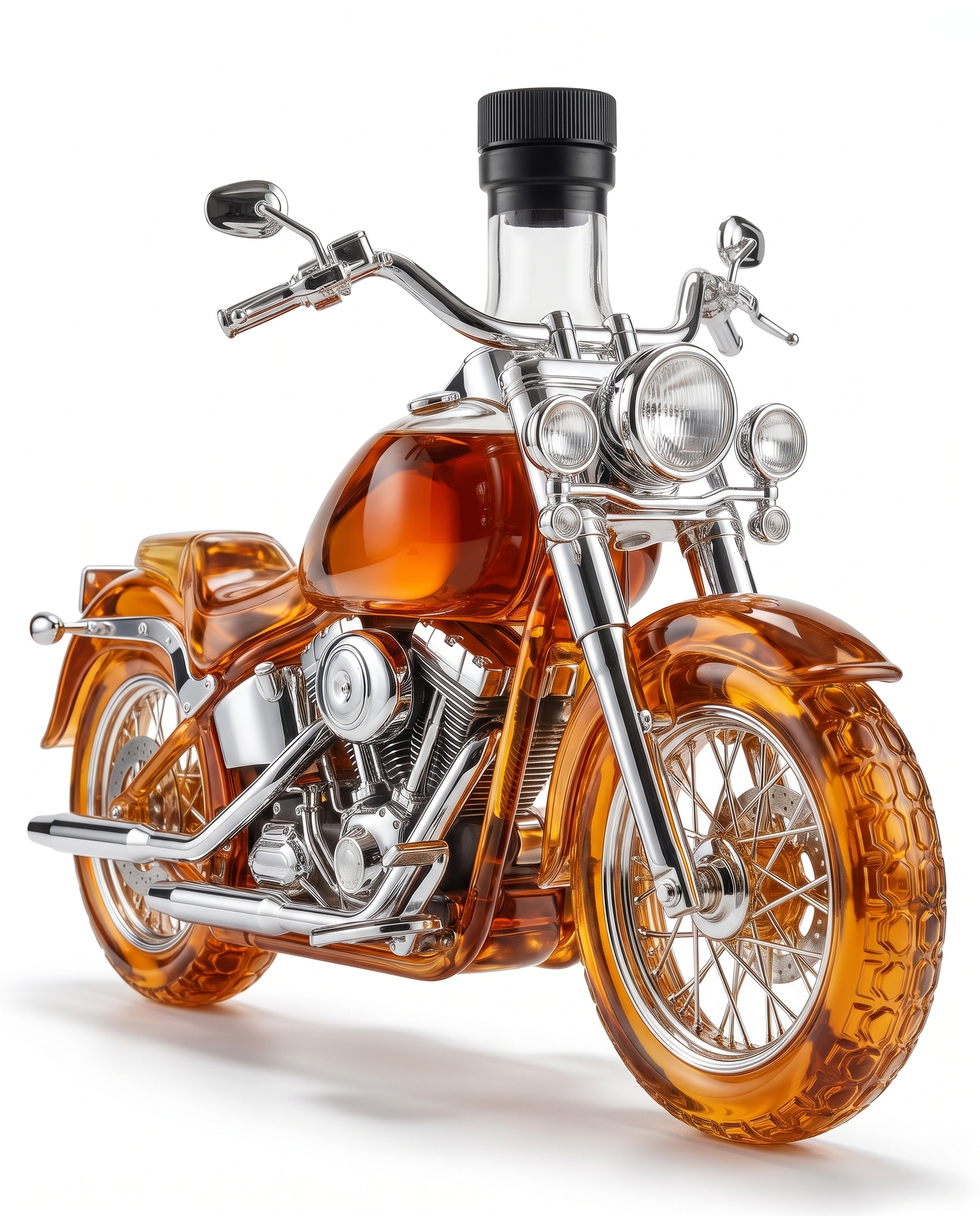 Rombo Motorcycle Whiskey Decanter - three-quarter view