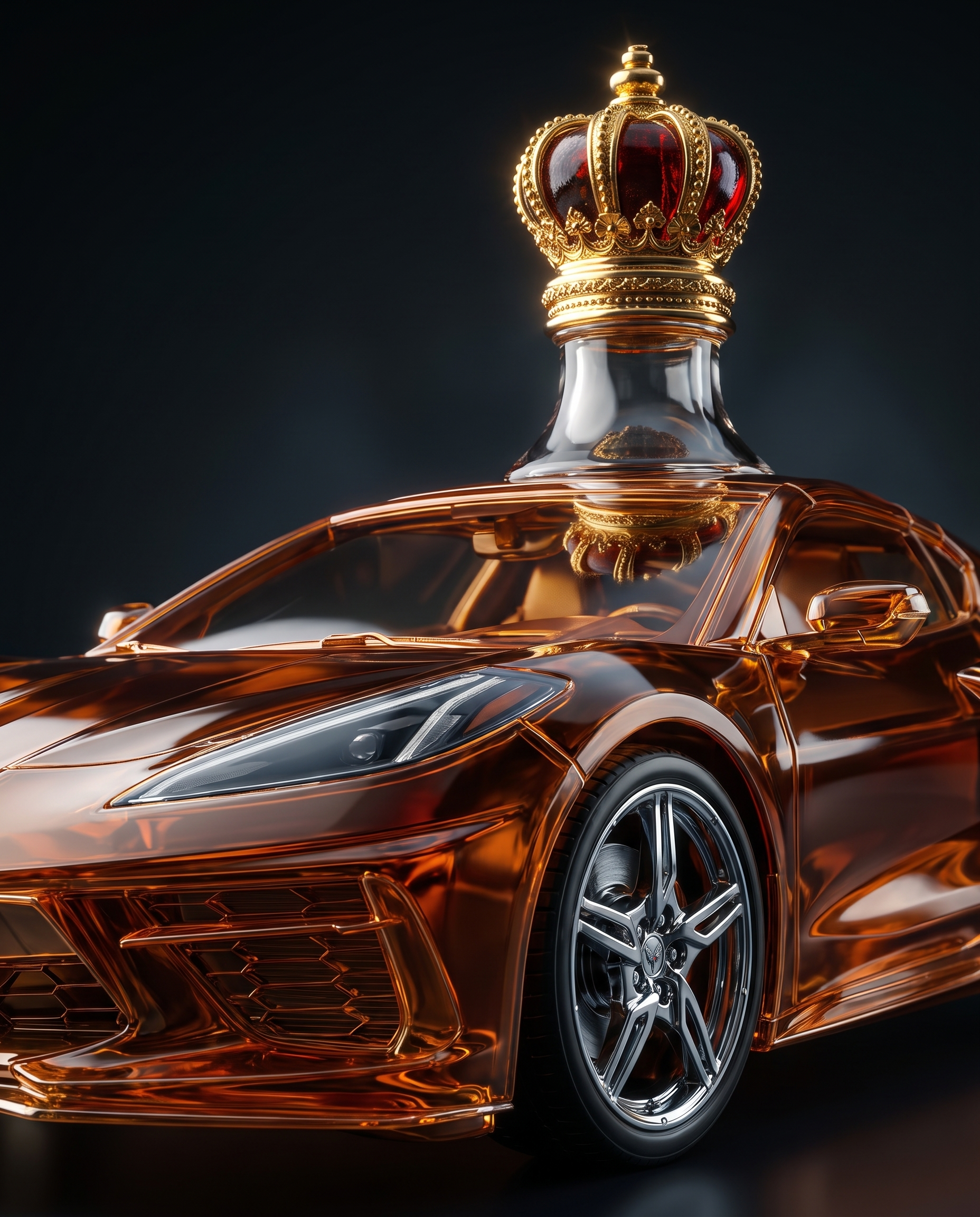 Corsa Sports Car Whiskey Decanter - crown stopper detail