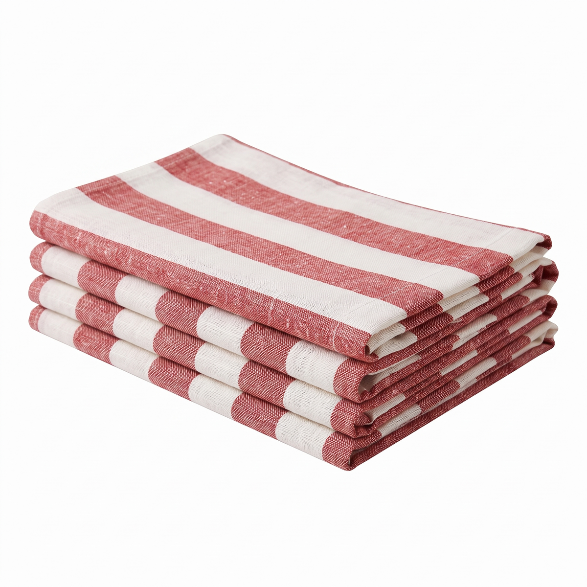 Painterly Stripe Linen Placemats (Set of 4) - Red Stripe - Folded Stack Hero