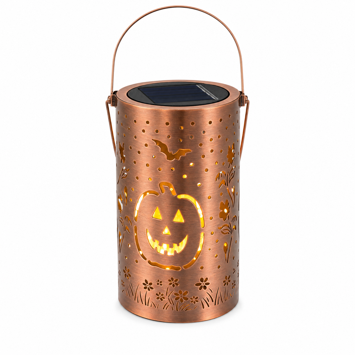 Rame Incantato copper solar pumpkin lantern on white