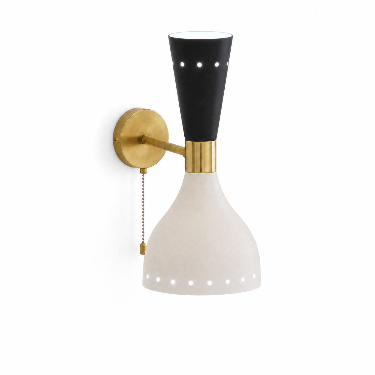 Clessidra Dorata brass wall sconce lit in cool white 6000K