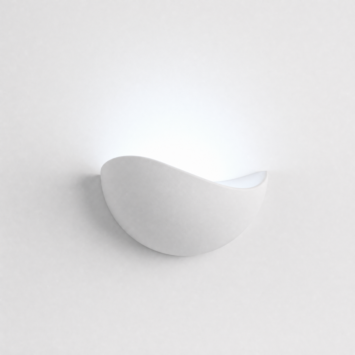 Mezzaluna white half-moon wall sconce with cool 5000K upward light