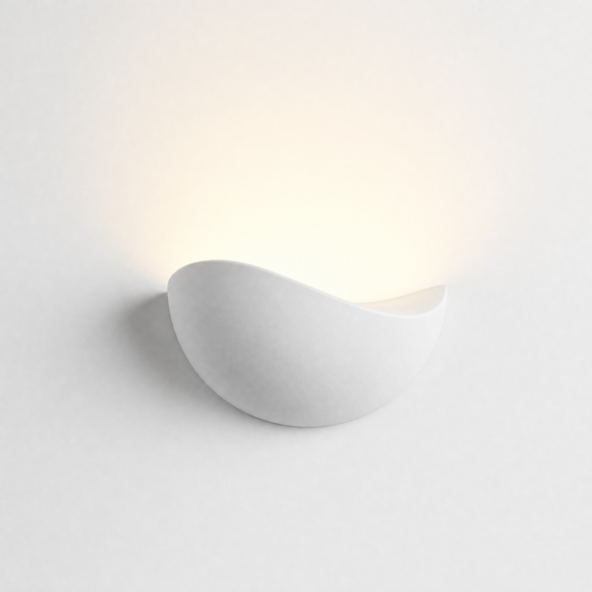 Mezzaluna white half-moon wall sconce with neutral 4000K upward light