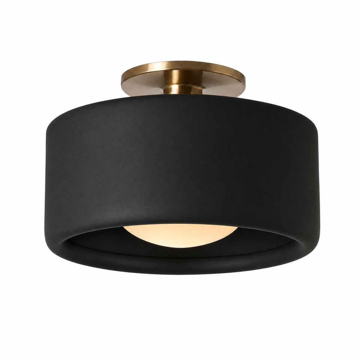 Porcellana Dolce semi-flush ceiling light in Black, 11 in