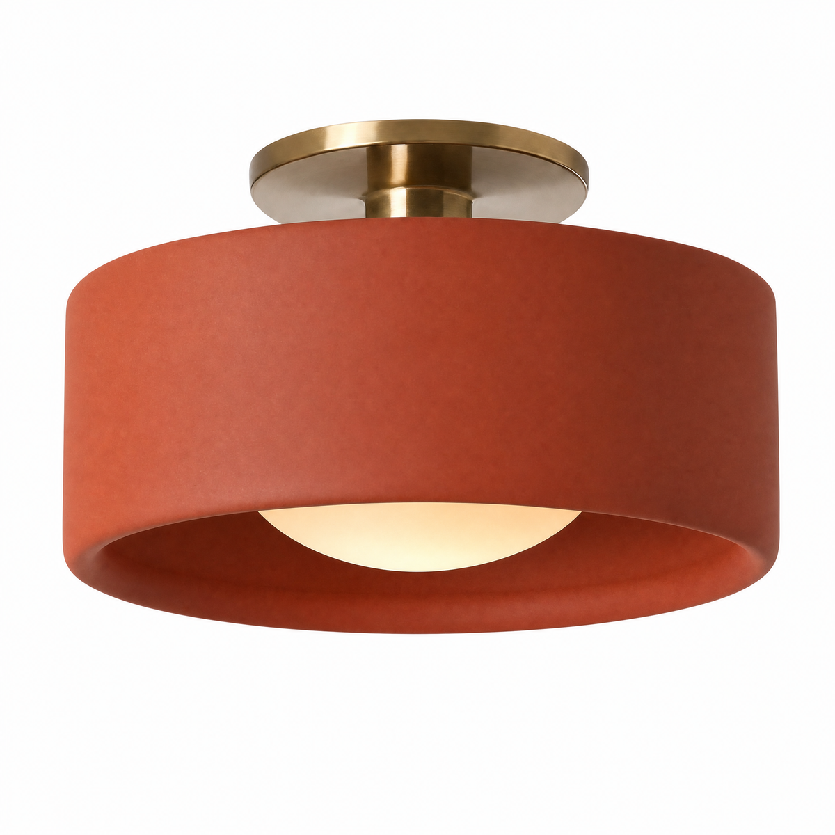 Porcellana Dolce semi-flush ceiling light in Brick Red, 11 in