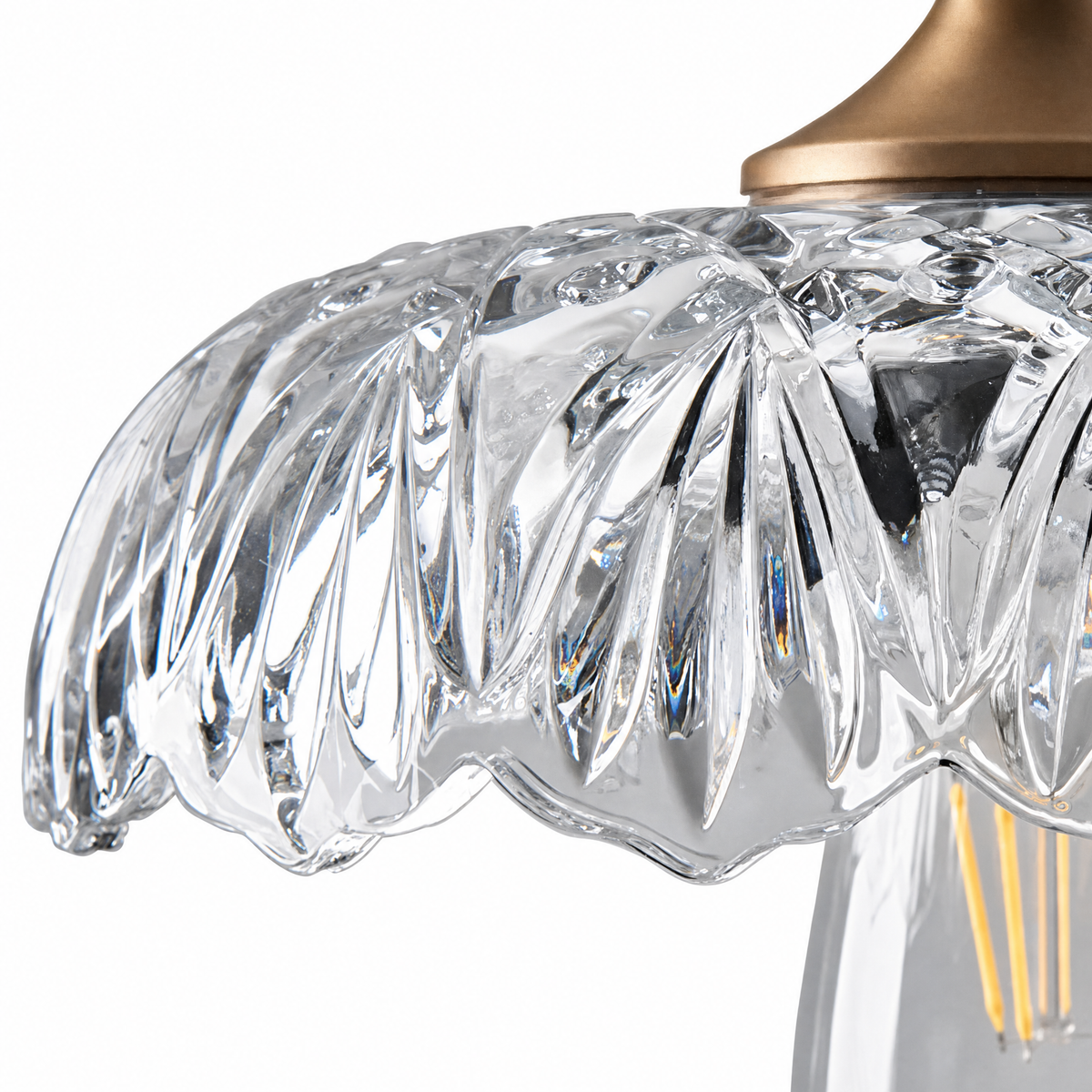 Detail of the carved scalloped glass flower shade