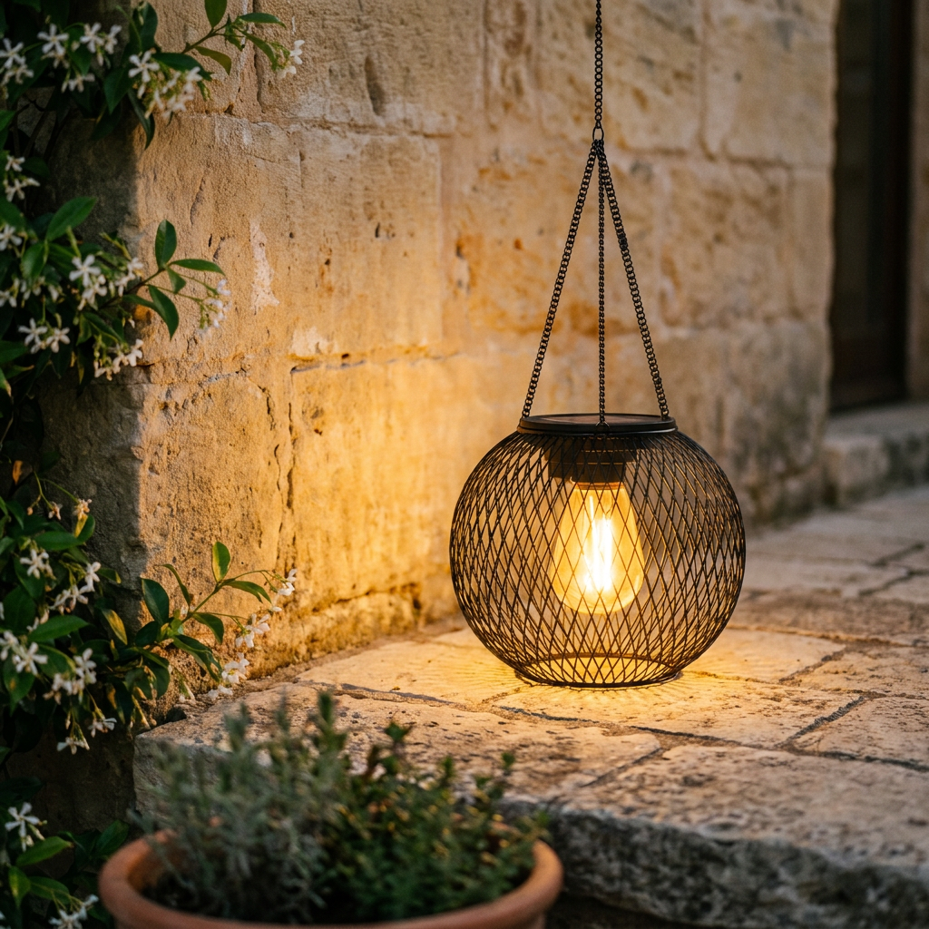 Lanterna Solare-Sfera-Editorial Stone Terrace Dusk