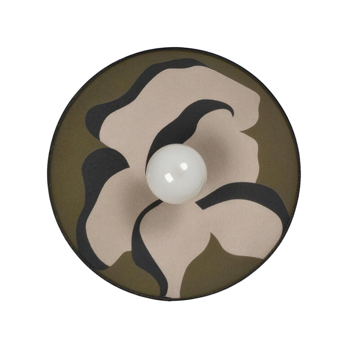 Luna Tessuta textile disc wall sconce, Khaki Bloom